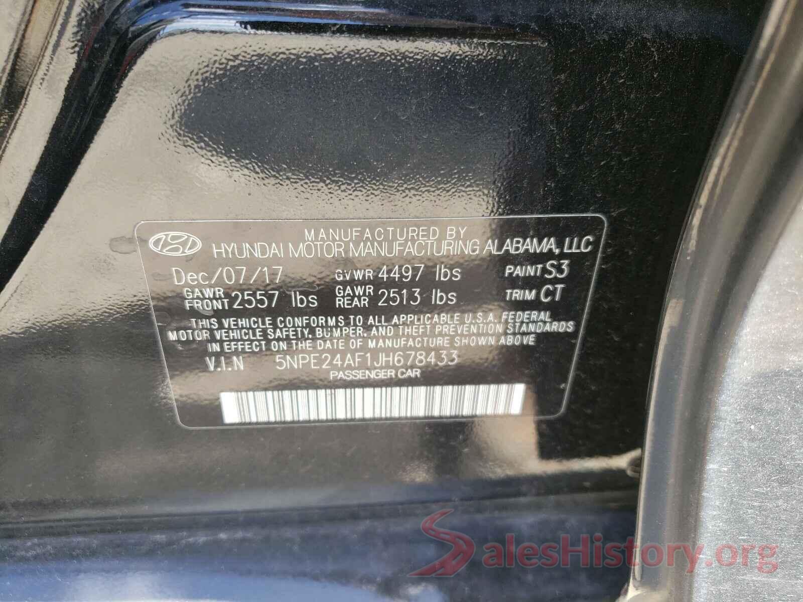 5NPE24AF1JH678433 2018 HYUNDAI SONATA