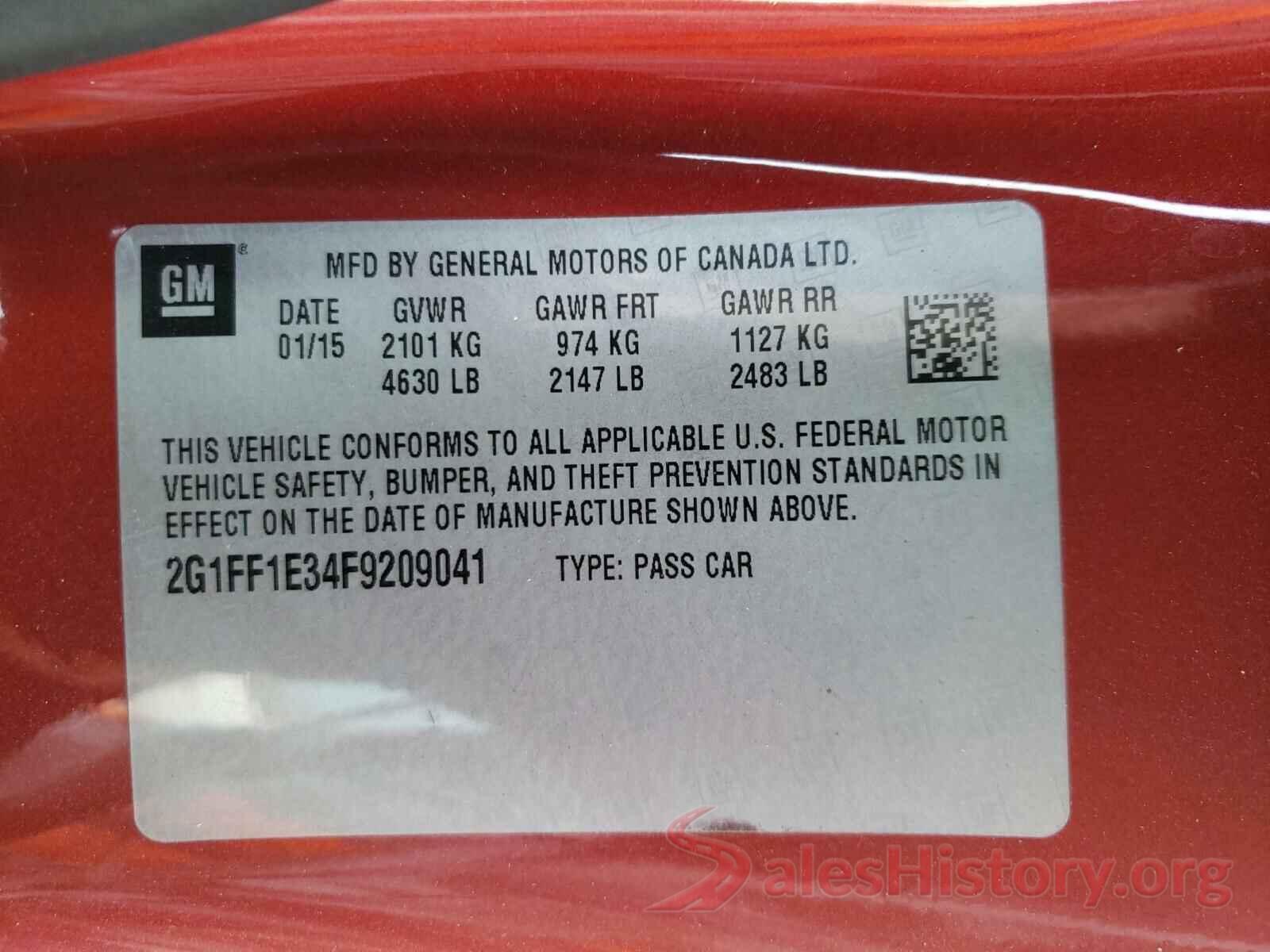 2G1FF1E34F9209041 2015 CHEVROLET CAMARO