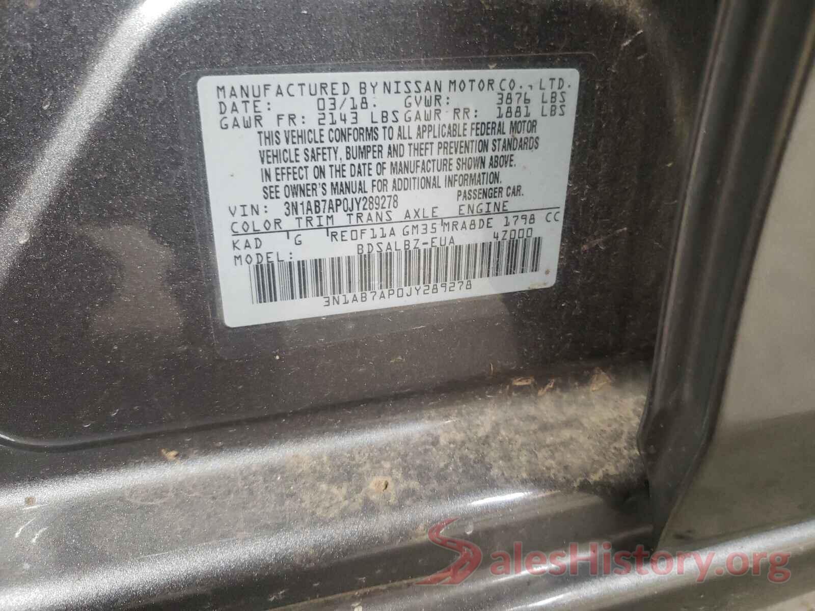 3N1AB7AP0JY289278 2018 NISSAN SENTRA