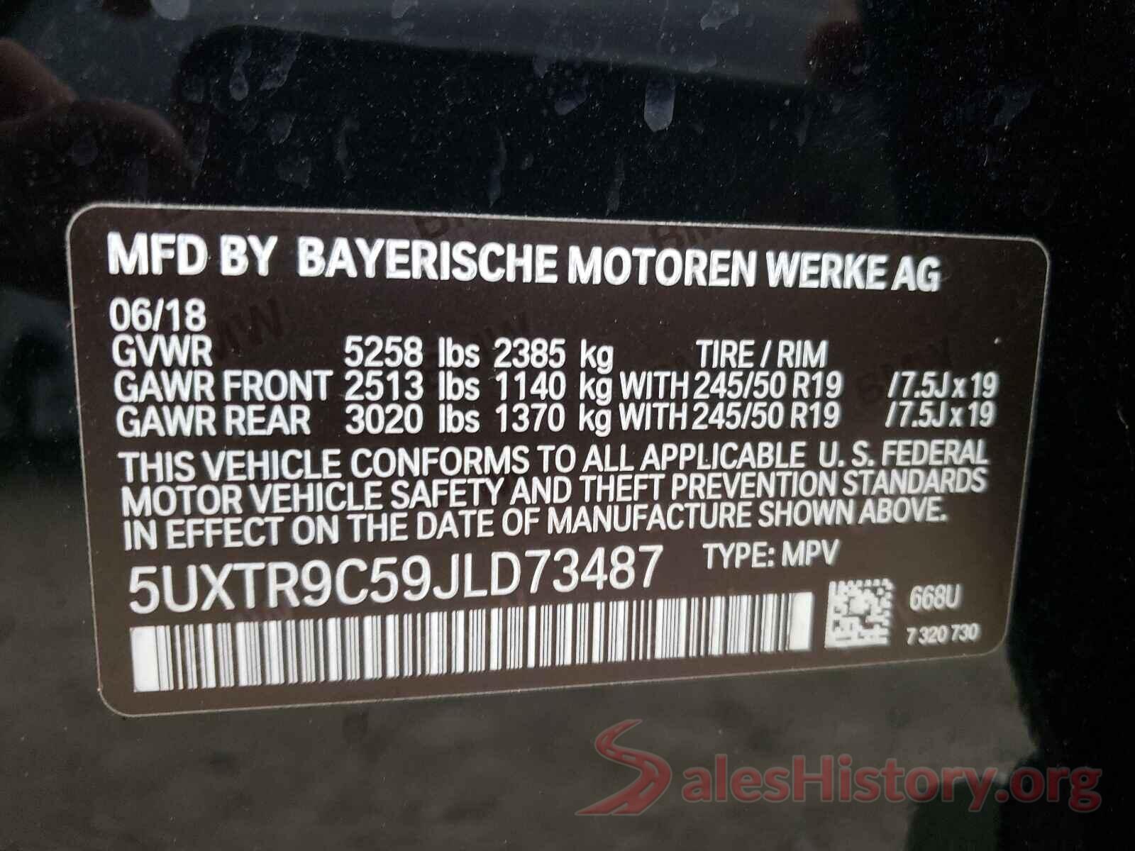 5UXTR9C59JLD73487 2018 BMW X3