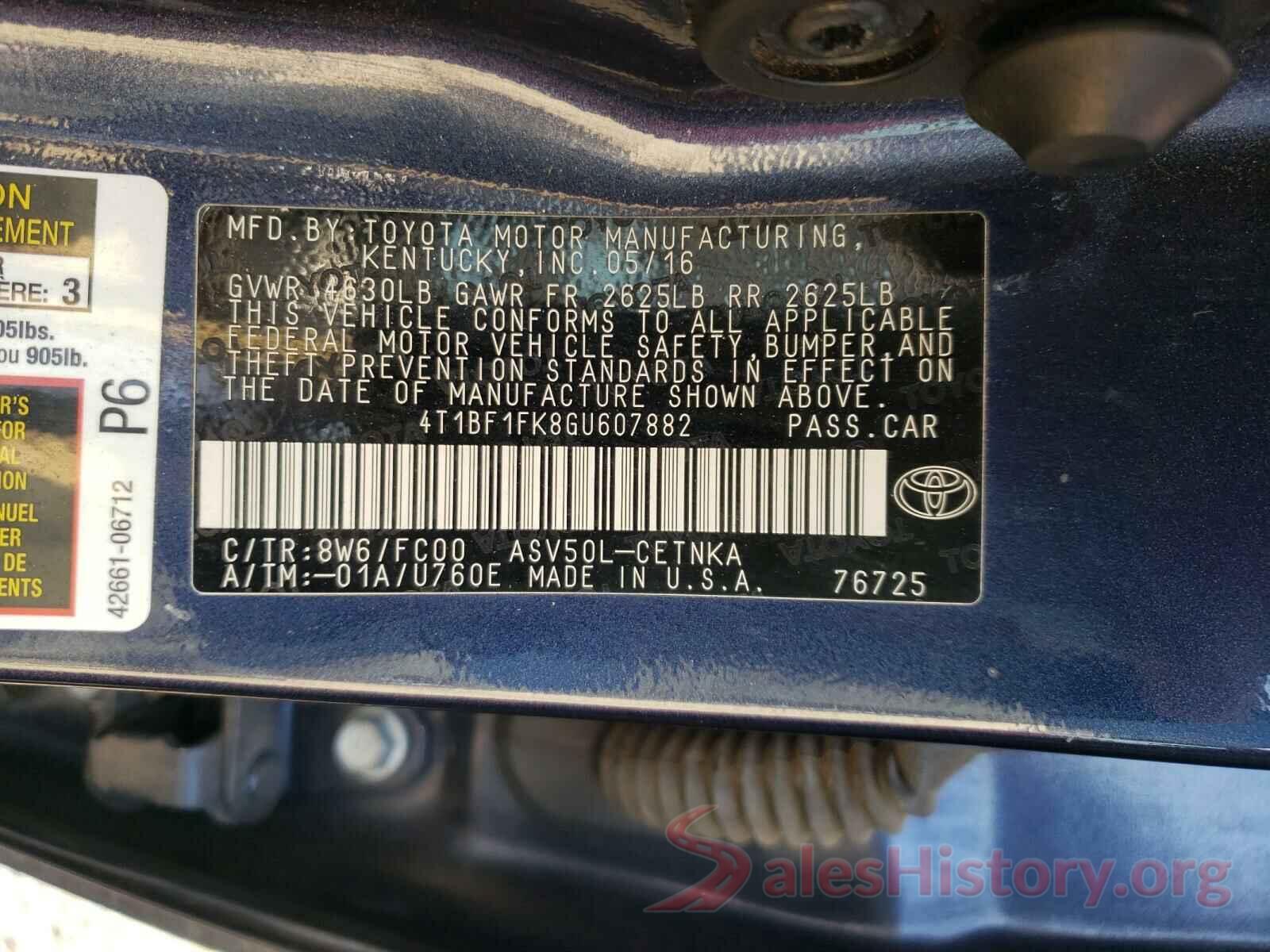 4T1BF1FK8GU607882 2016 TOYOTA CAMRY