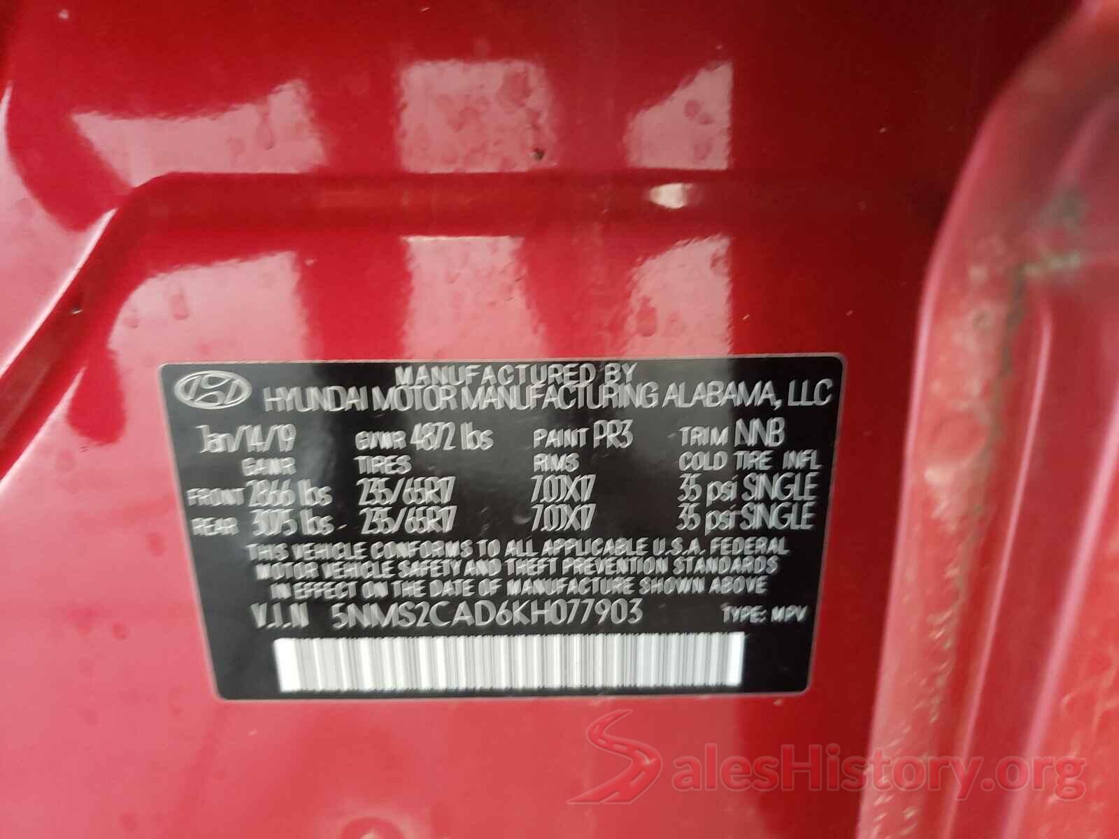 5NMS2CAD6KH077903 2019 HYUNDAI SANTA FE