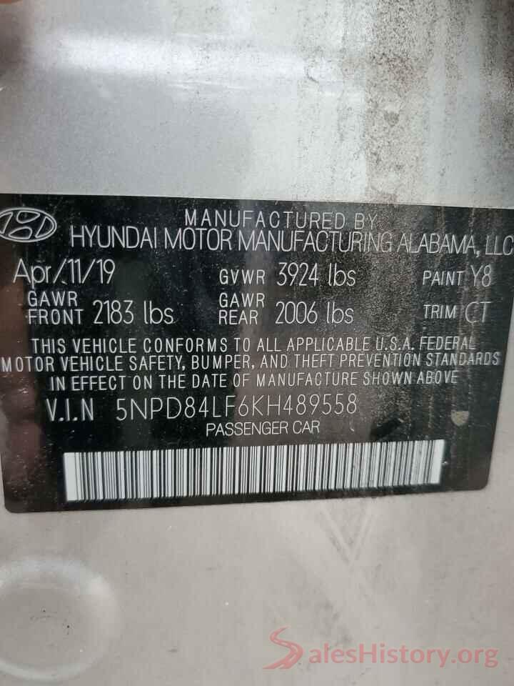 5NPD84LF6KH489558 2019 HYUNDAI ELANTRA