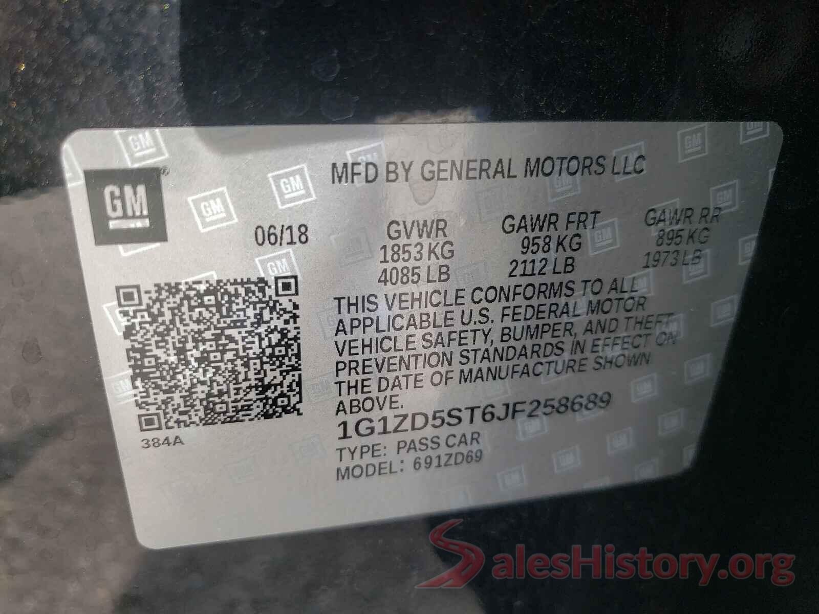 1G1ZD5ST6JF258689 2018 CHEVROLET MALIBU