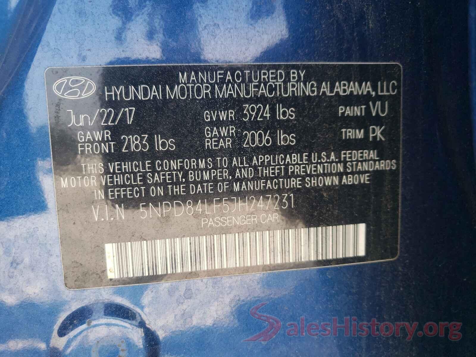 5NPD84LF5JH247231 2018 HYUNDAI ELANTRA