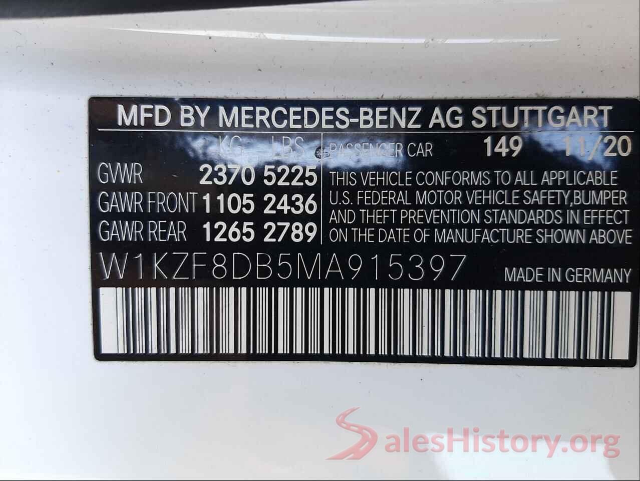 W1KZF8DB5MA915397 2021 MERCEDES-BENZ E-CLASS