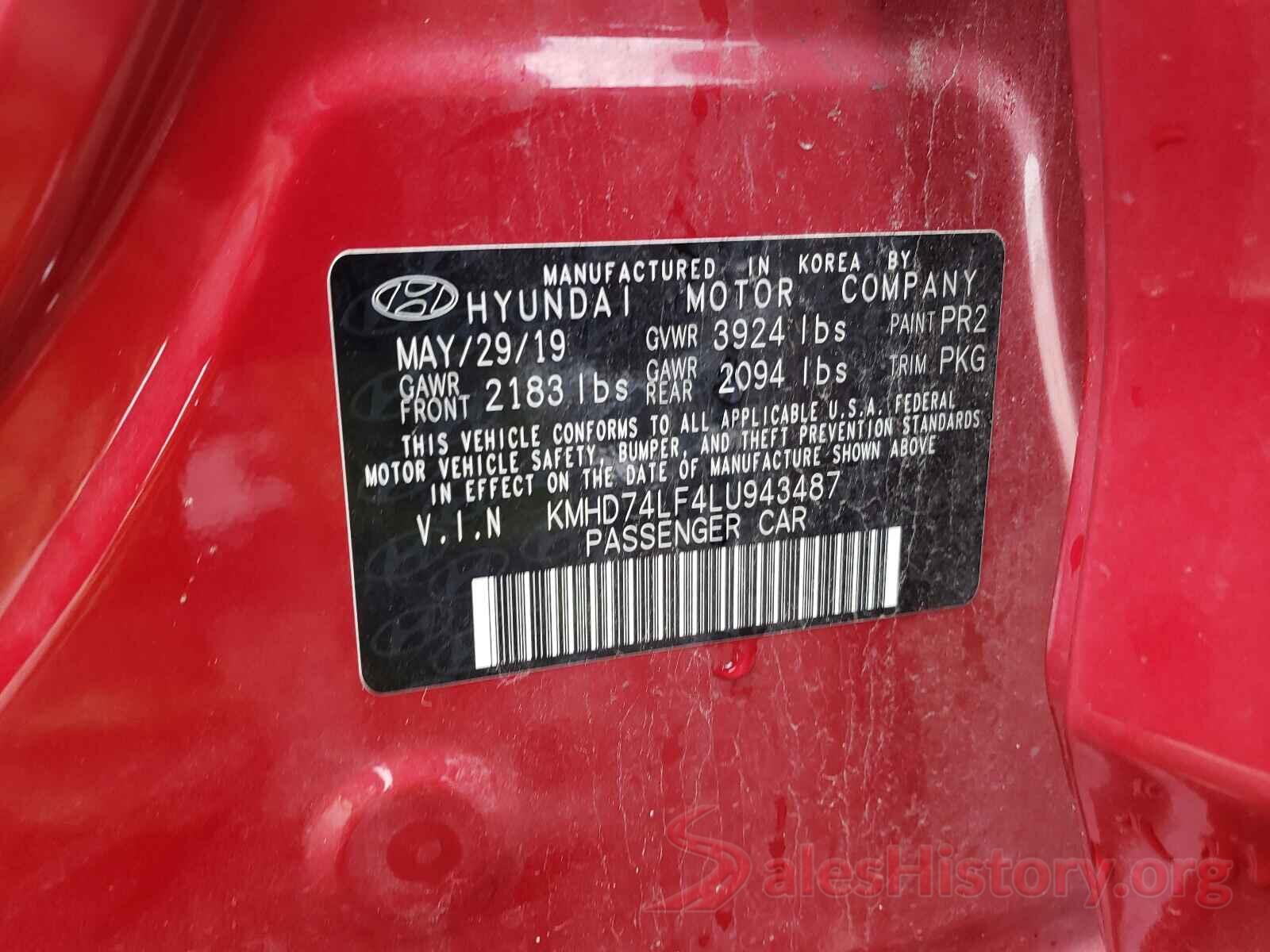 KMHD74LF4LU943487 2020 HYUNDAI ELANTRA