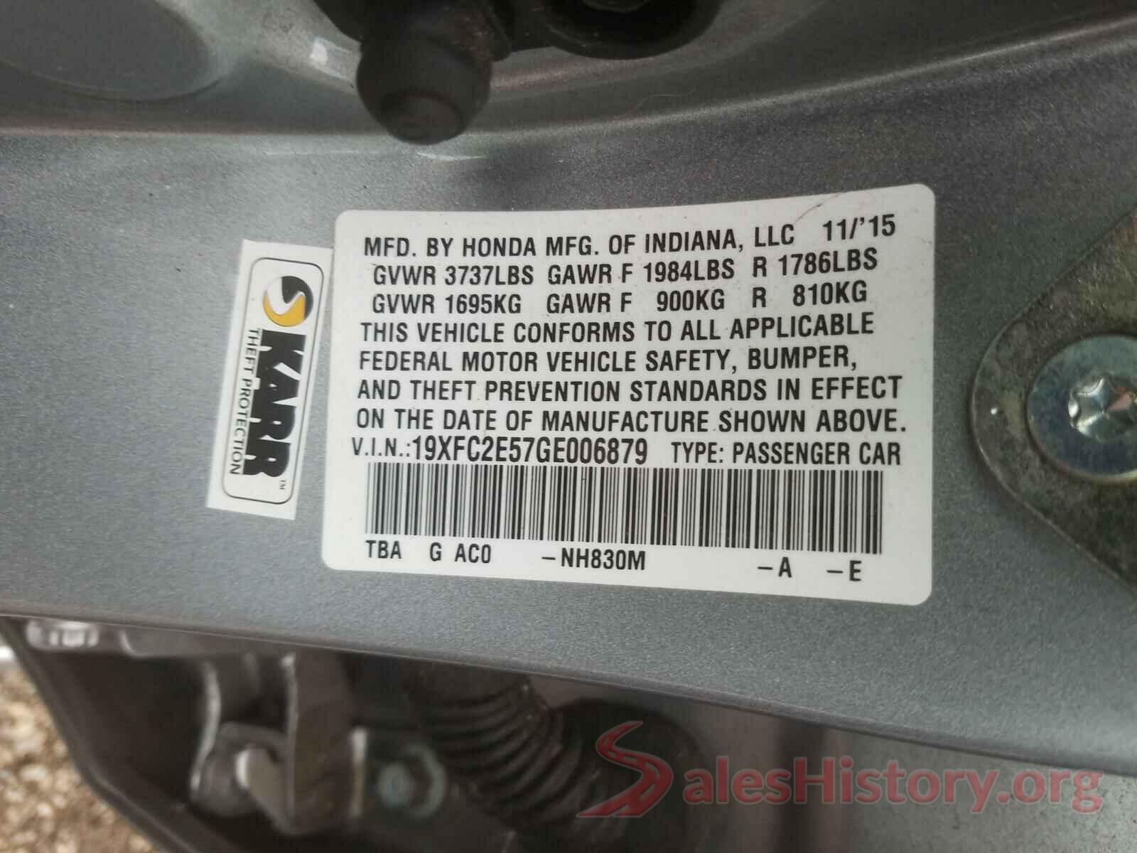 19XFC2E57GE006879 2016 HONDA CIVIC