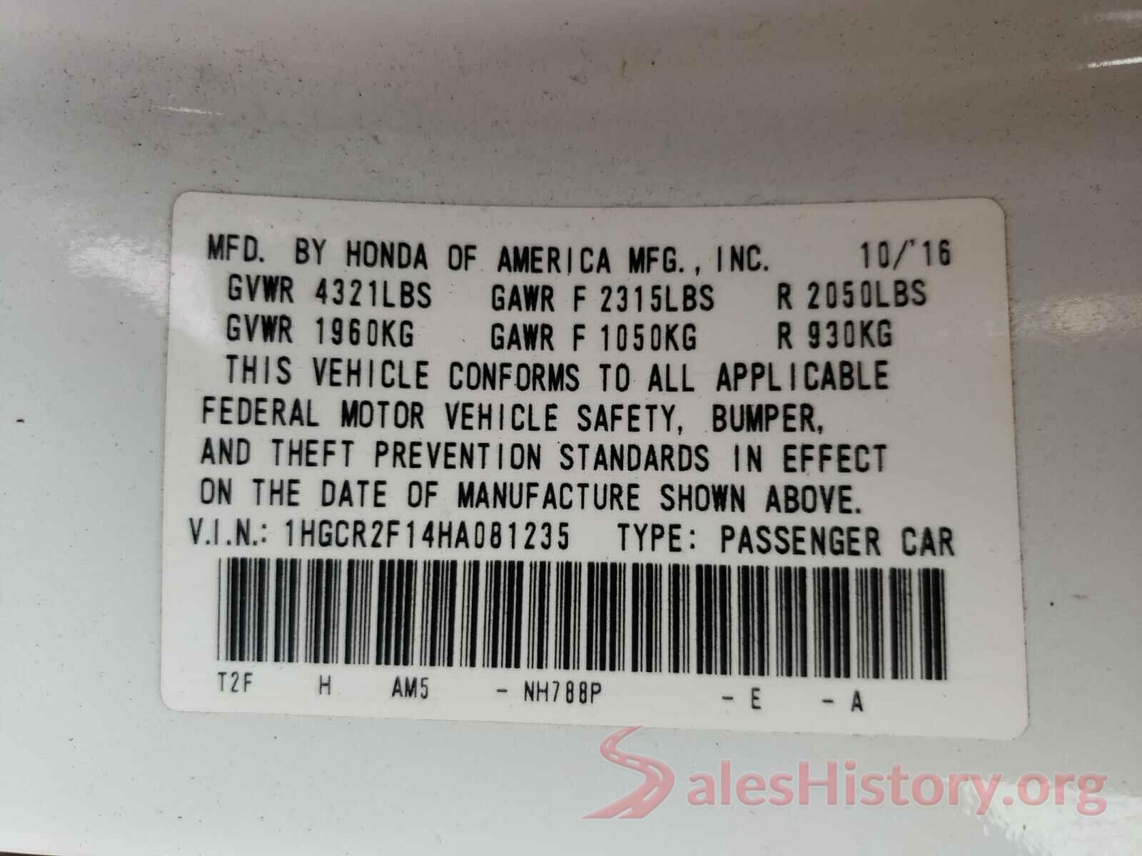 1HGCR2F14HA081235 2017 HONDA ACCORD