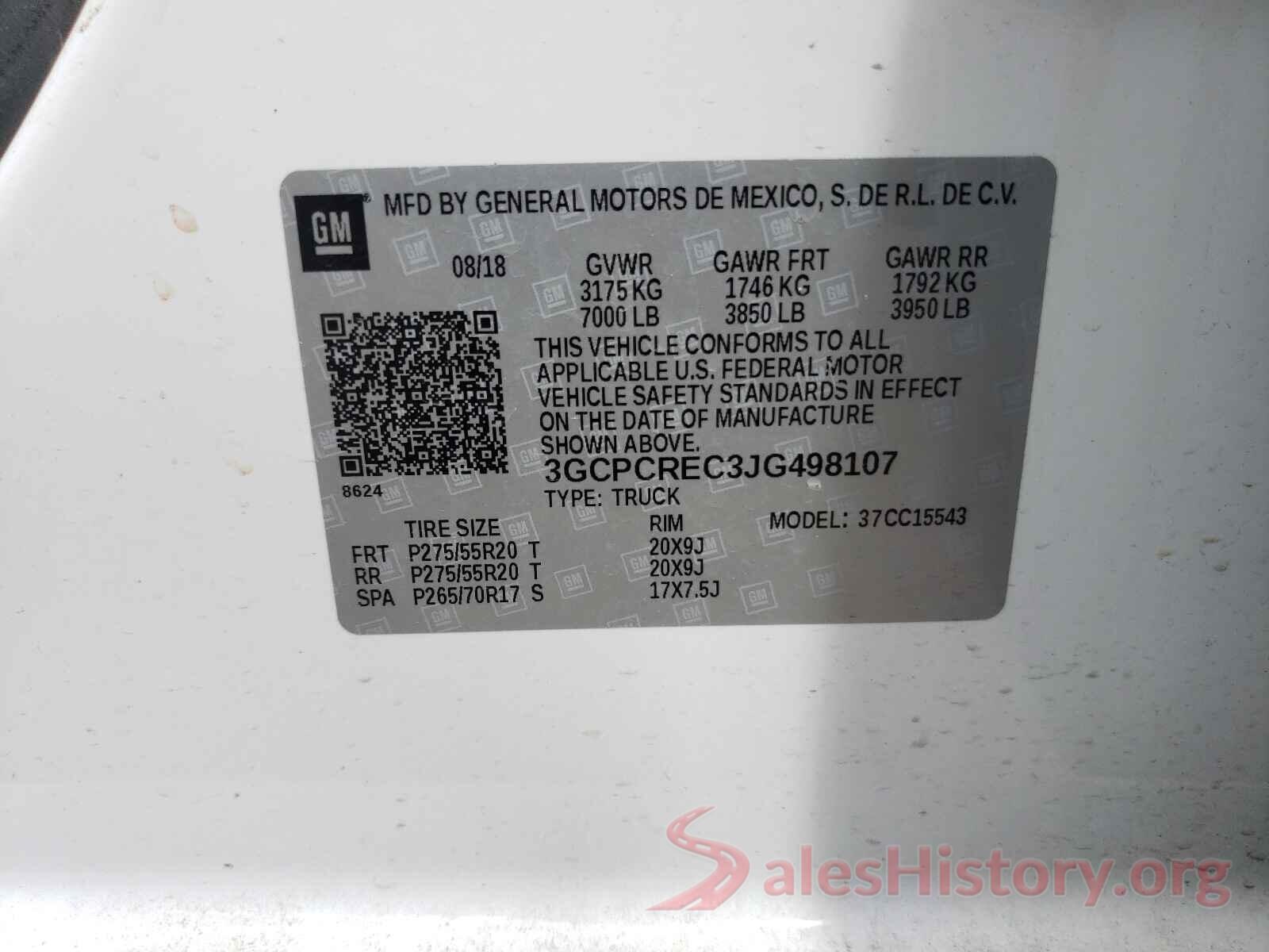 3GCPCREC3JG498107 2018 CHEVROLET SILVERADO