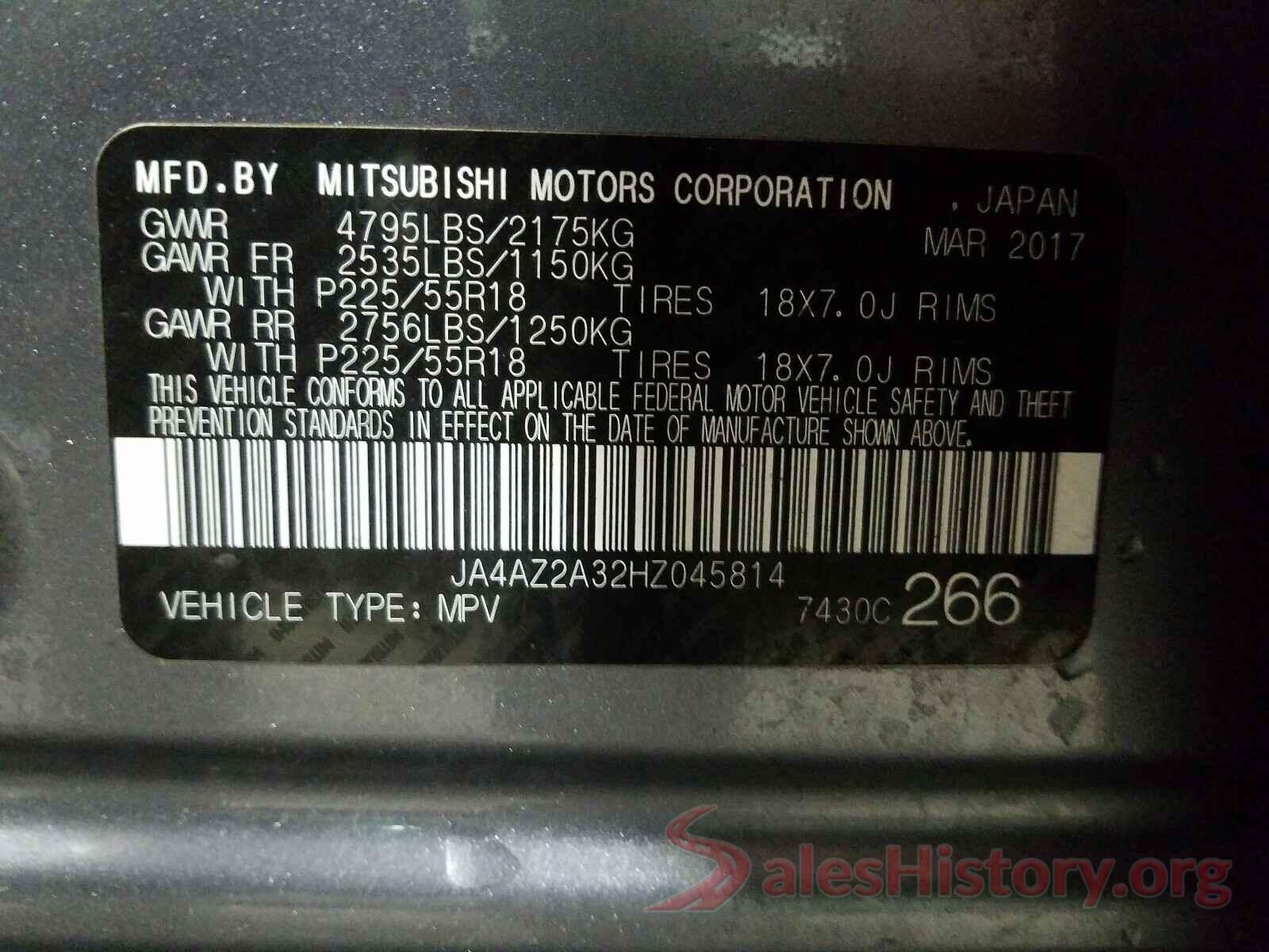 JA4AZ2A32HZ045814 2017 MITSUBISHI OUTLANDER