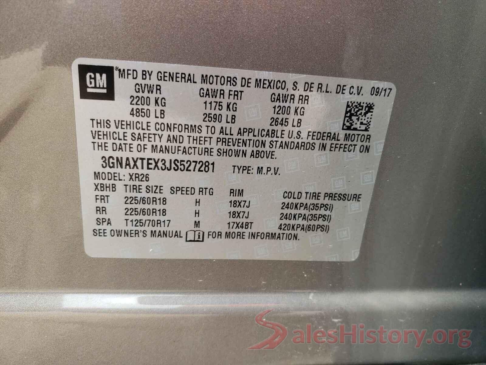 3GNAXTEX3JS527281 2018 CHEVROLET EQUINOX