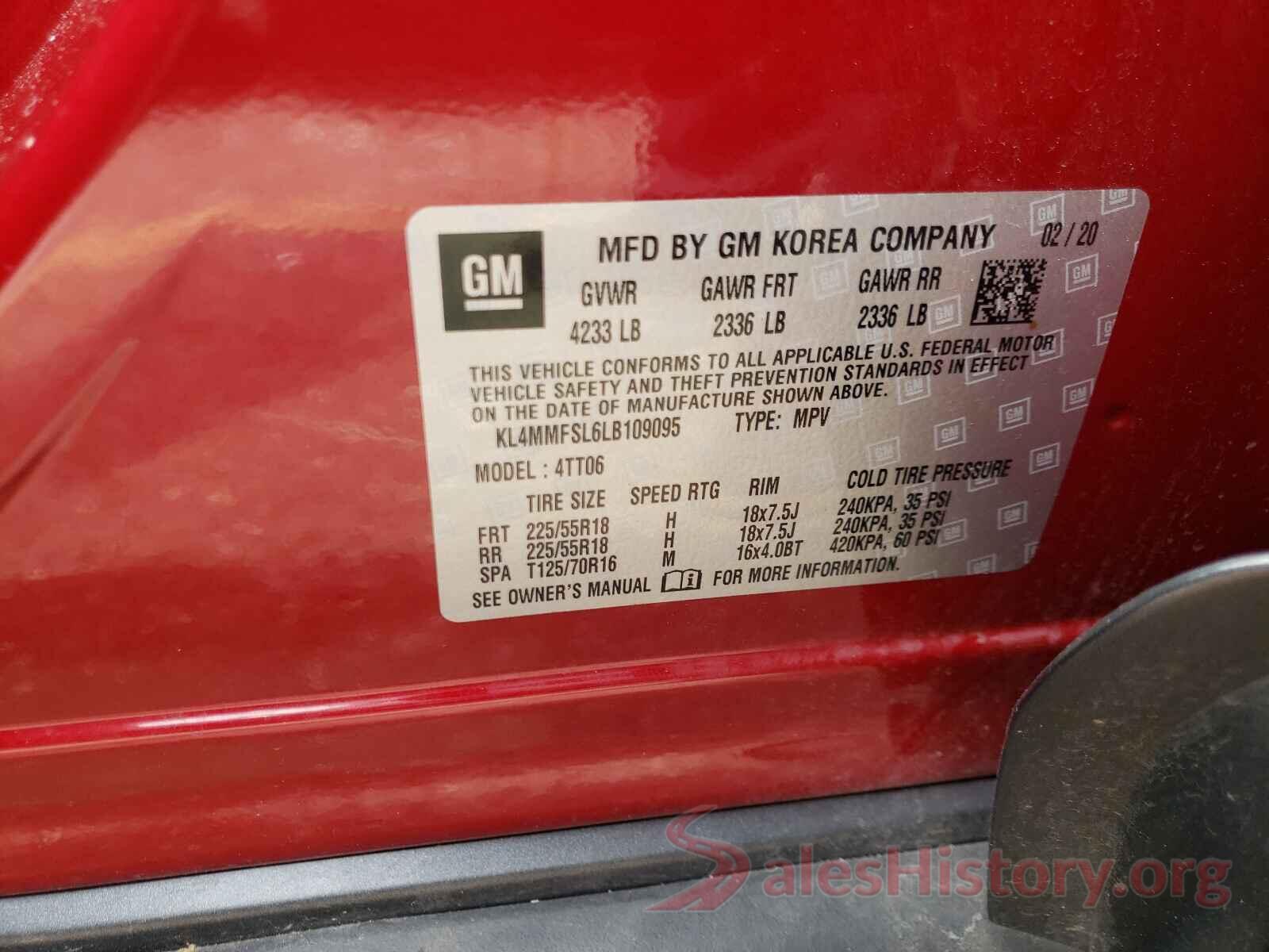 KL4MMFSL6LB109095 2020 BUICK ENCORE