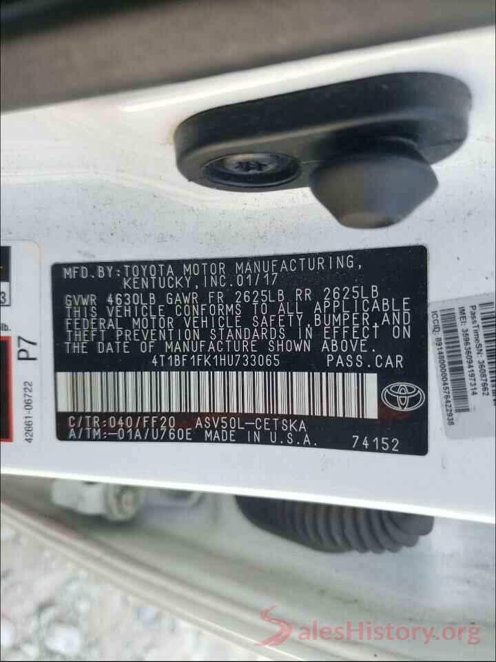 4T1BF1FK1HU733065 2017 TOYOTA CAMRY