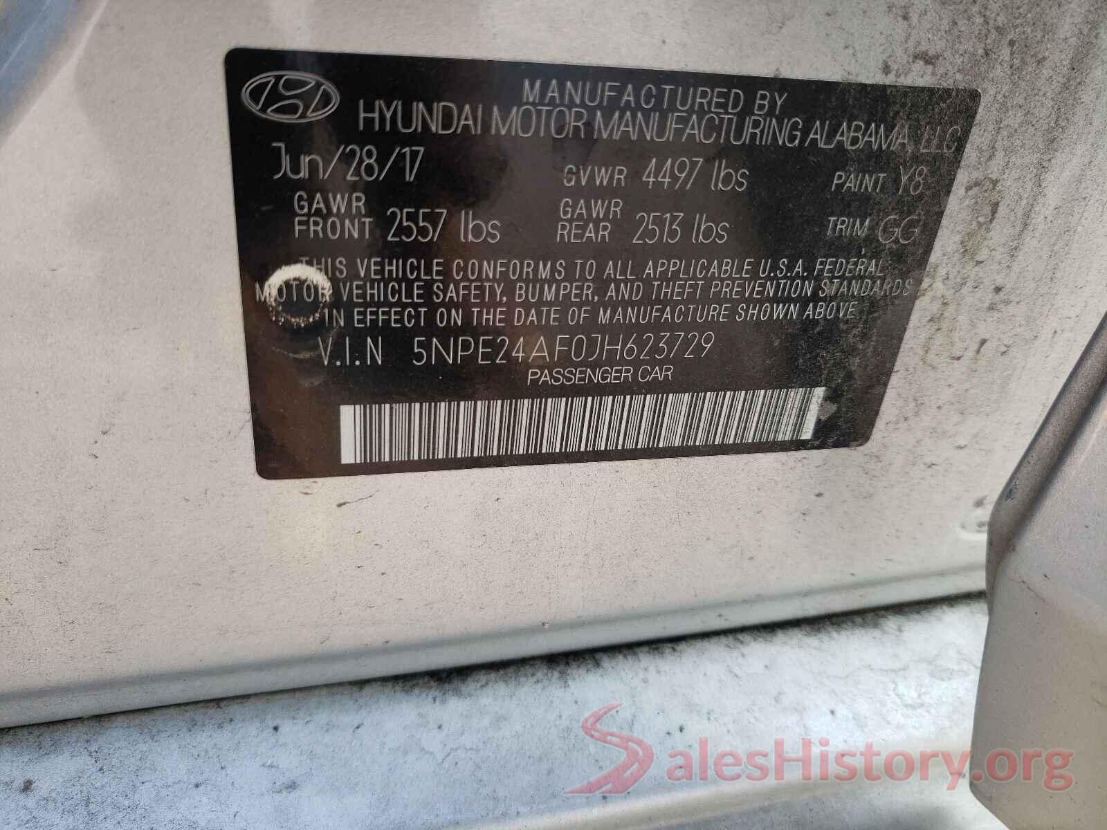 5NPE24AF0JH623729 2018 HYUNDAI SONATA