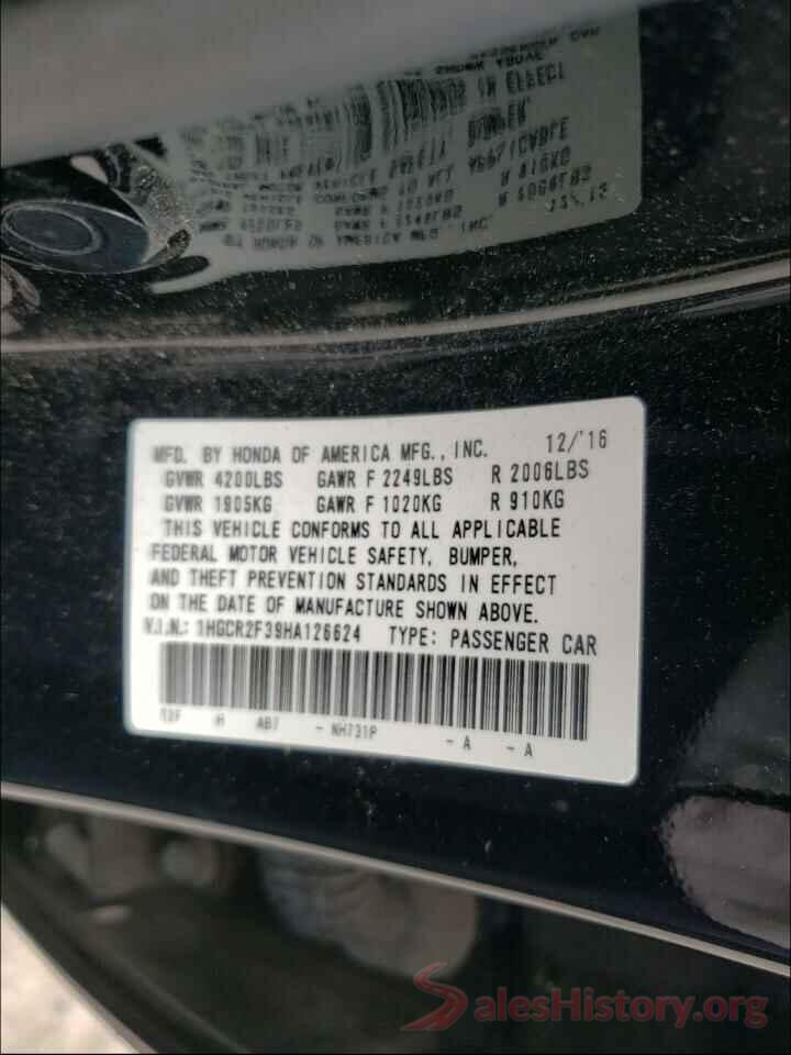 1HGCR2F39HA126624 2017 HONDA ACCORD