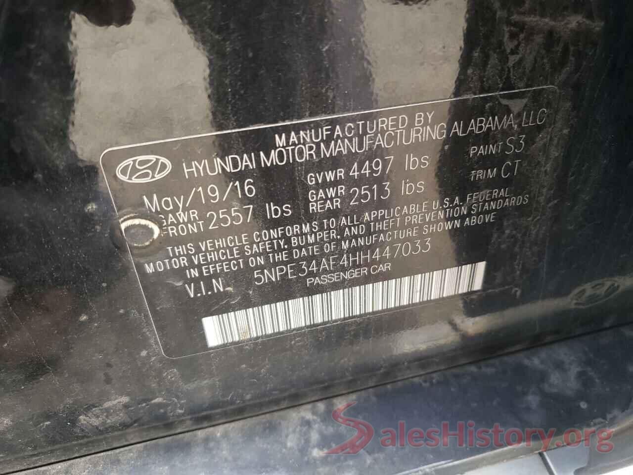 5NPE34AF4HH447033 2017 HYUNDAI SONATA