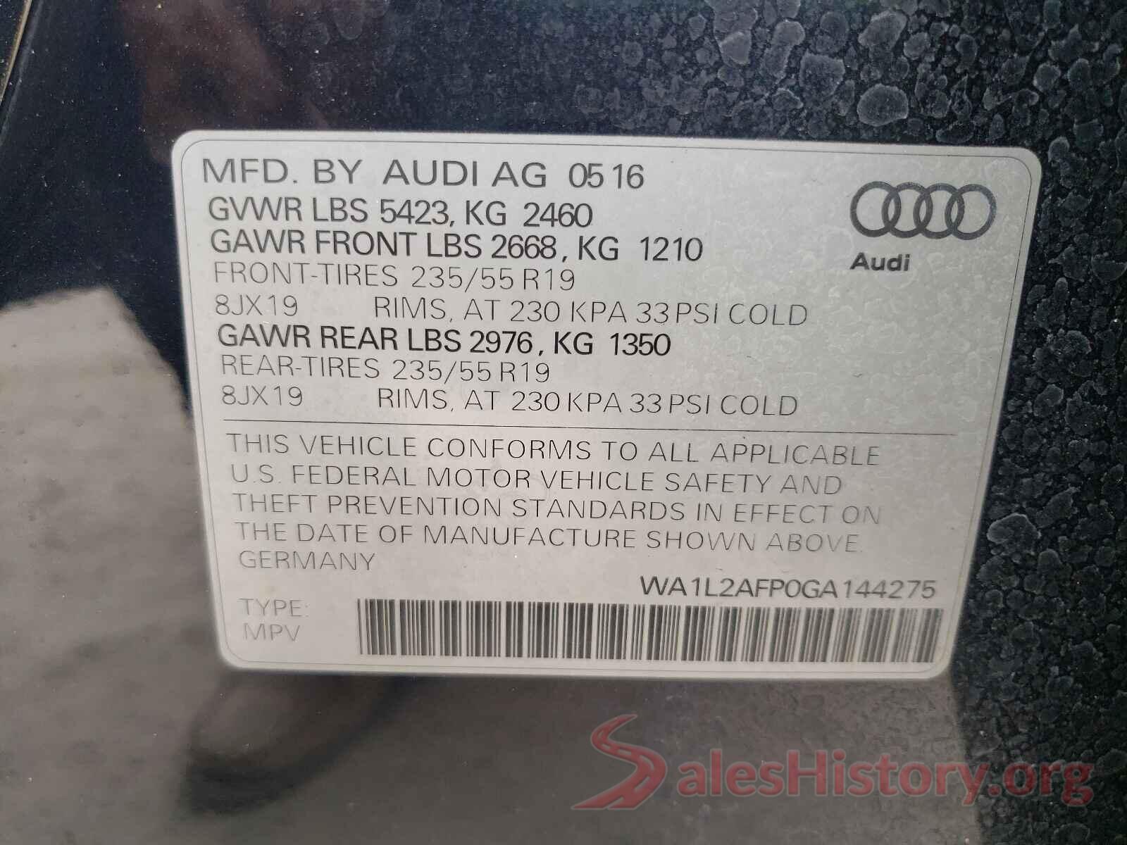 WA1L2AFP0GA144275 2016 AUDI Q5