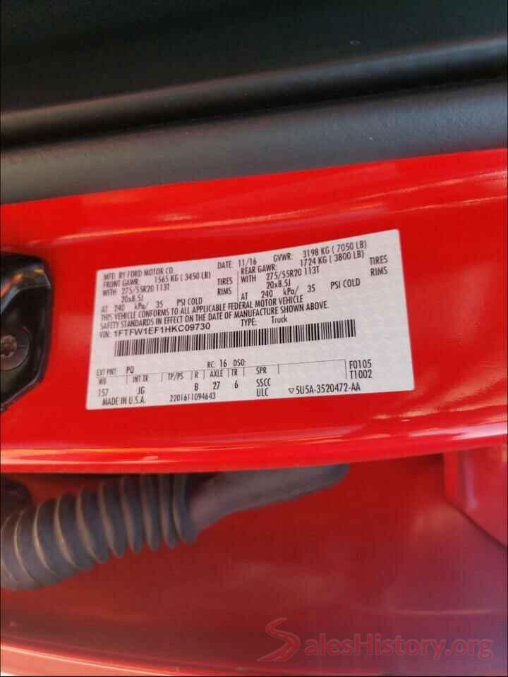 1FTFW1EF1HKC09730 2017 FORD F-150