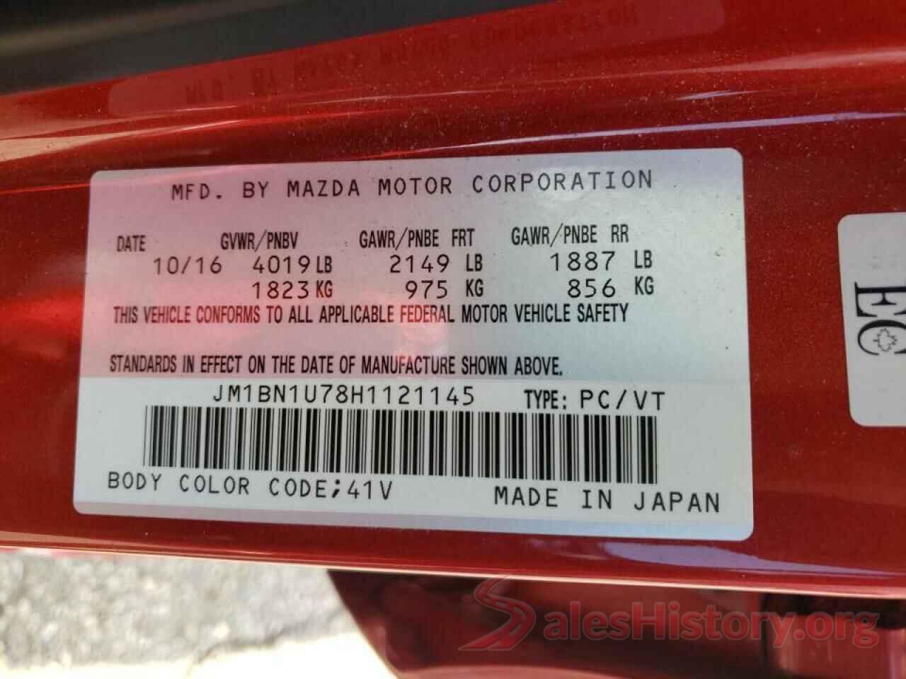 JM1BN1U78H1121145 2017 MAZDA 3