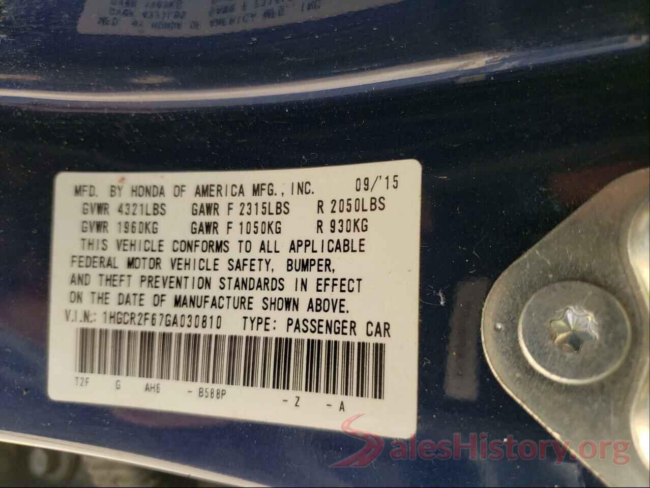 1HGCR2F67GA030810 2016 HONDA ACCORD