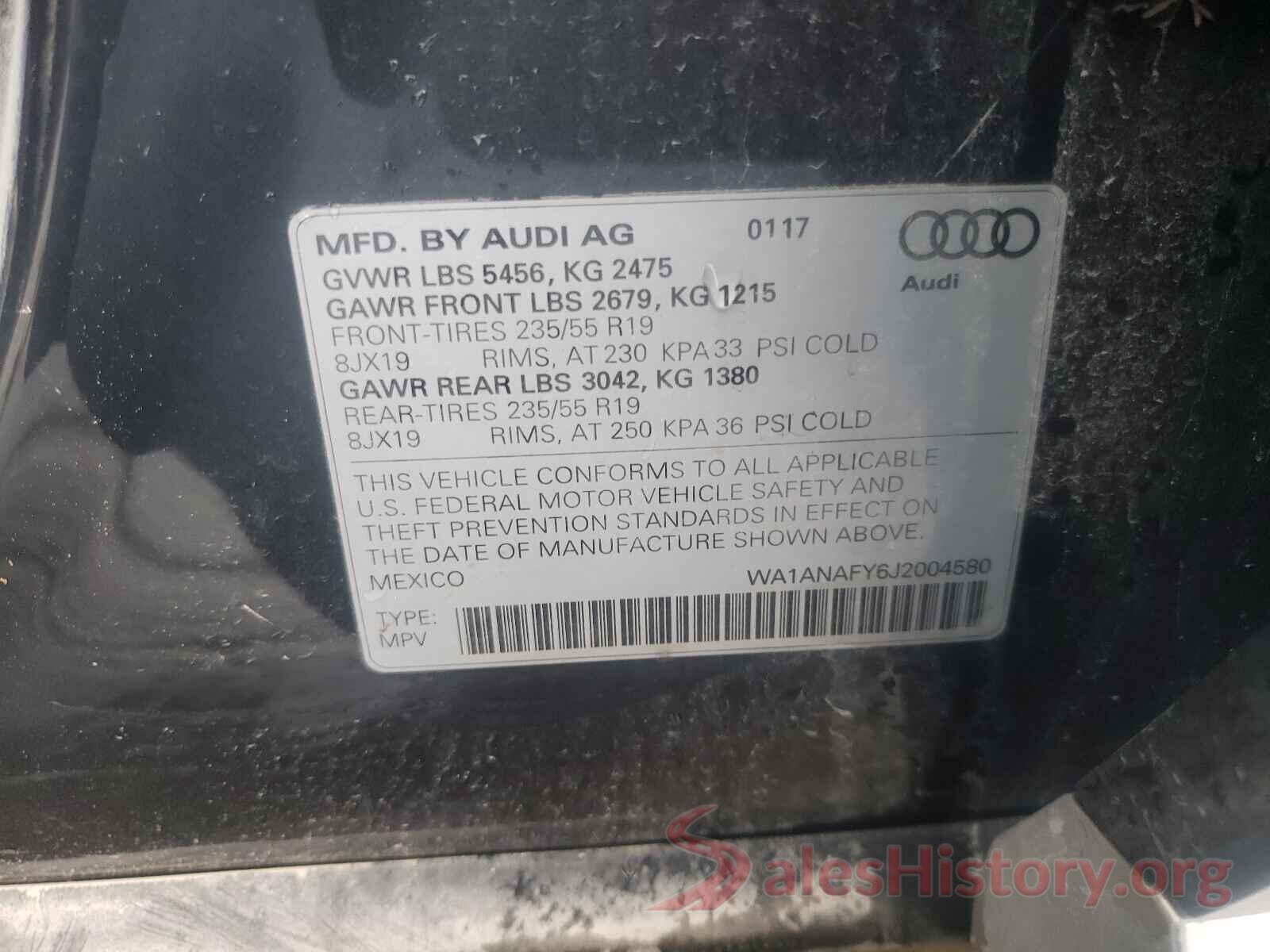 WA1ANAFY6J2004580 2018 AUDI Q5