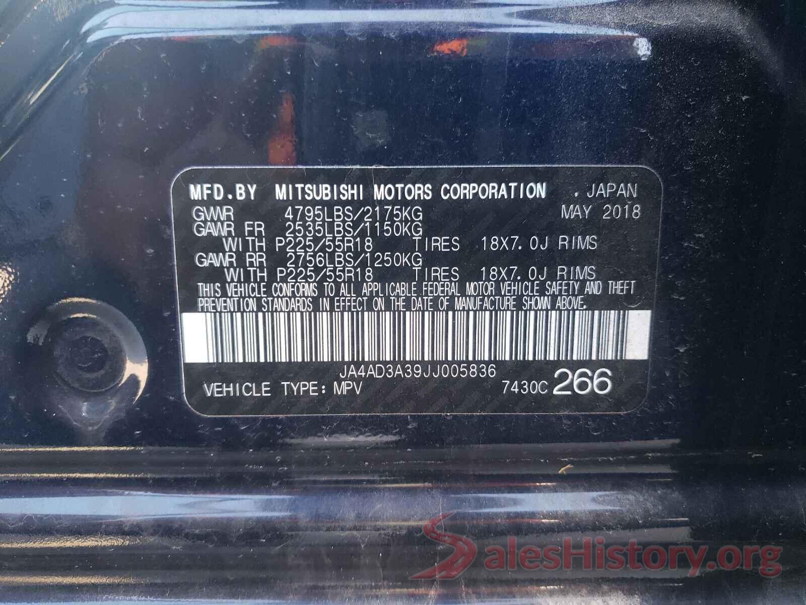 JA4AD3A39JJ005836 2018 MITSUBISHI OUTLANDER