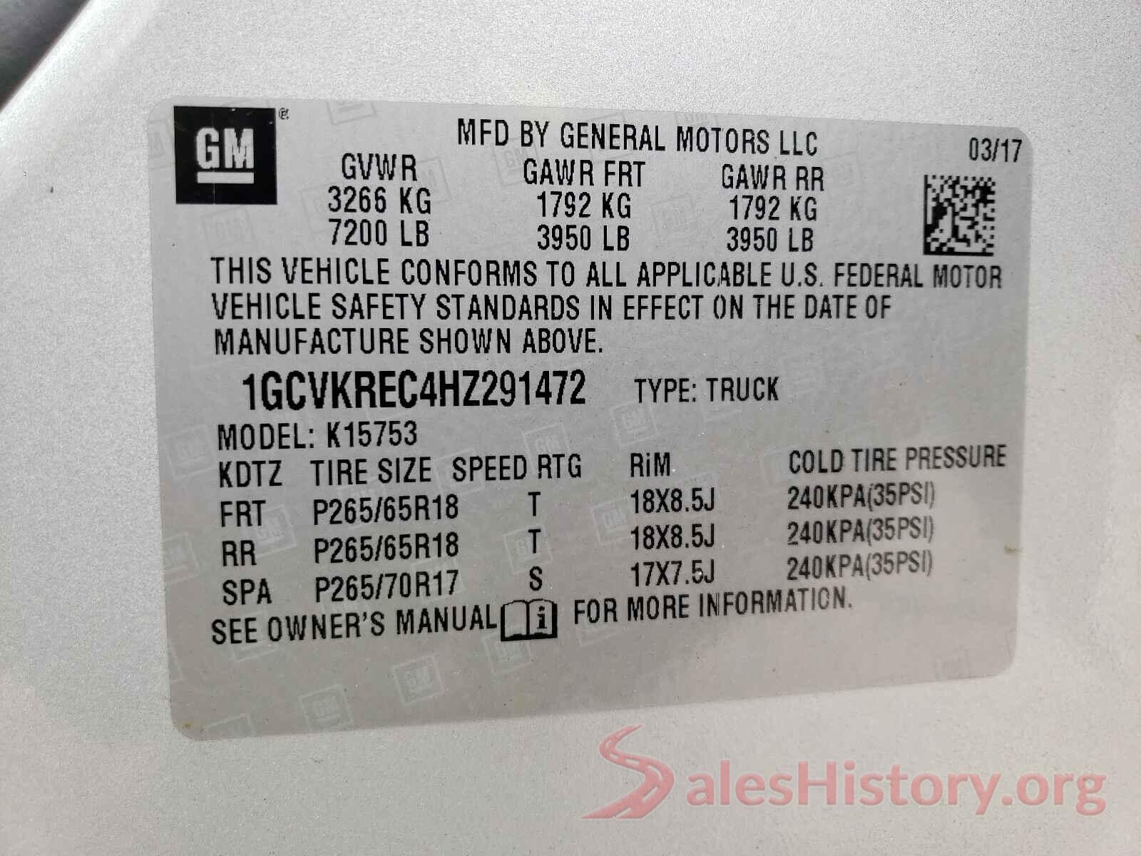 1GCVKREC4HZ291472 2017 CHEVROLET SILVERADO