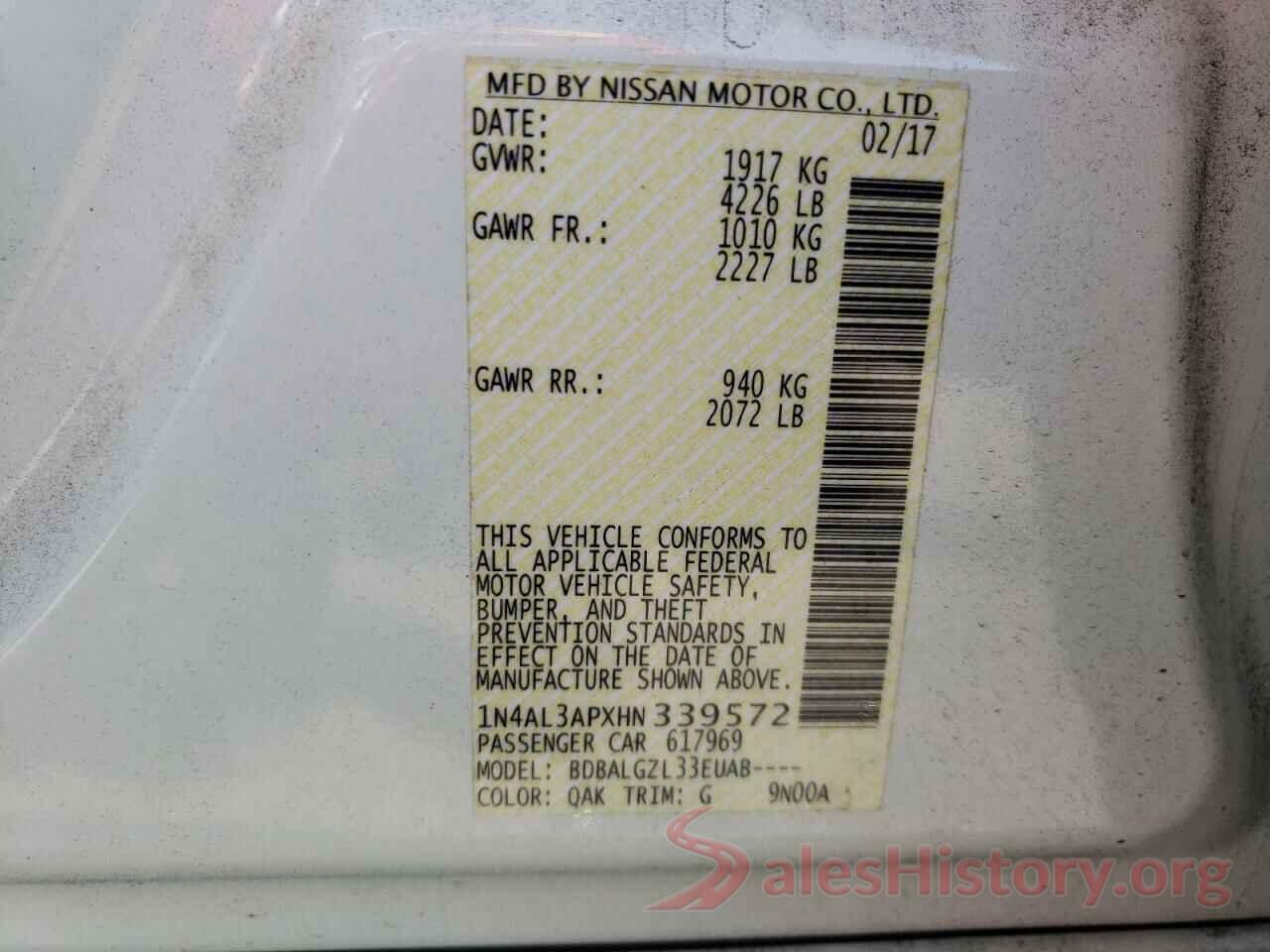 1N4AL3APXHN339572 2017 NISSAN ALTIMA