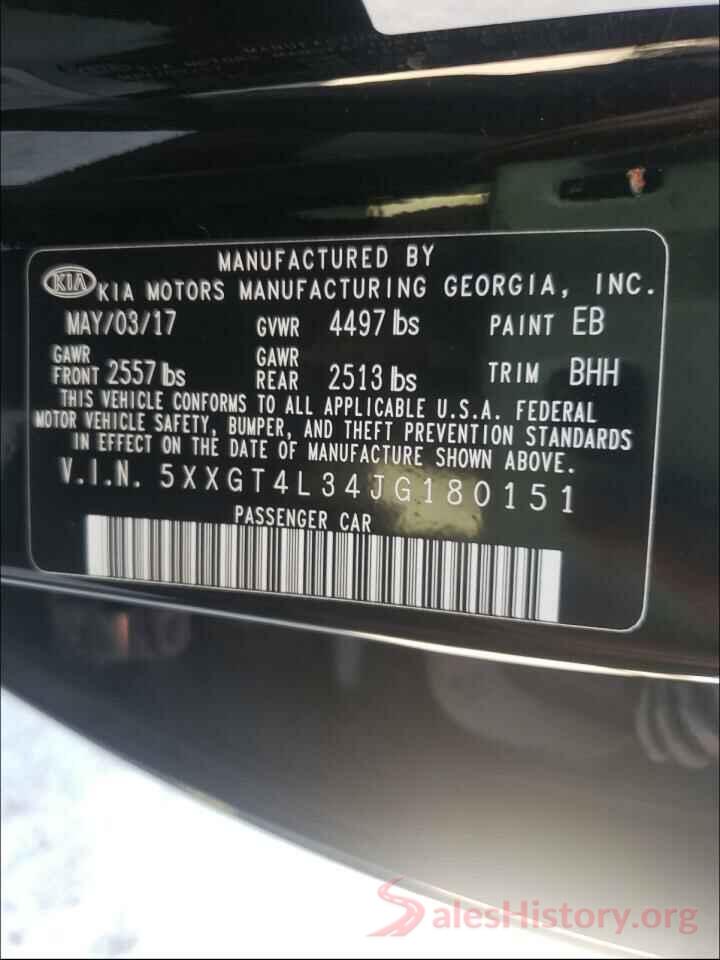 5XXGT4L34JG180151 2018 KIA OPTIMA