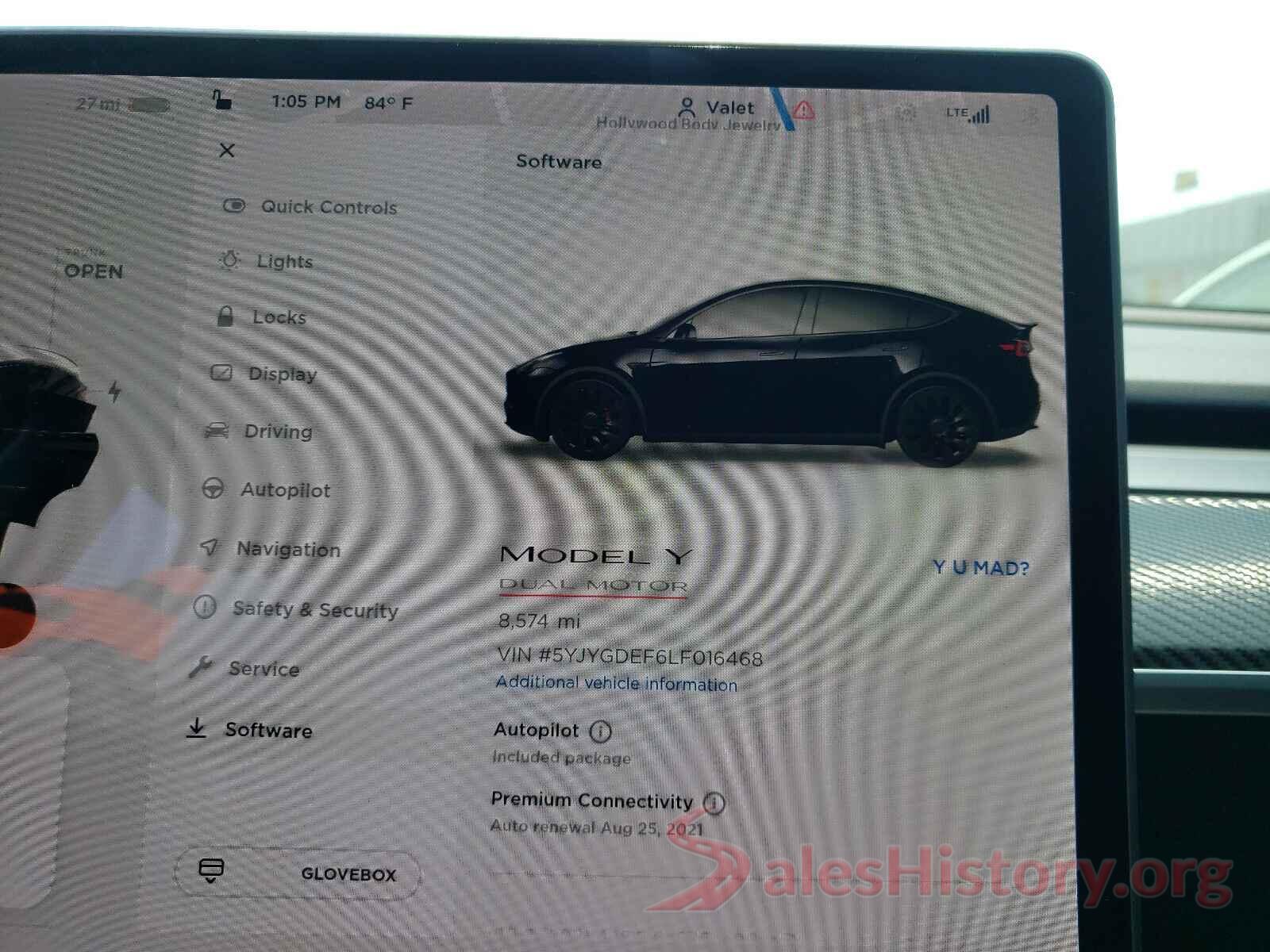 5YJYGDEF6LF016468 2020 TESLA MODEL Y