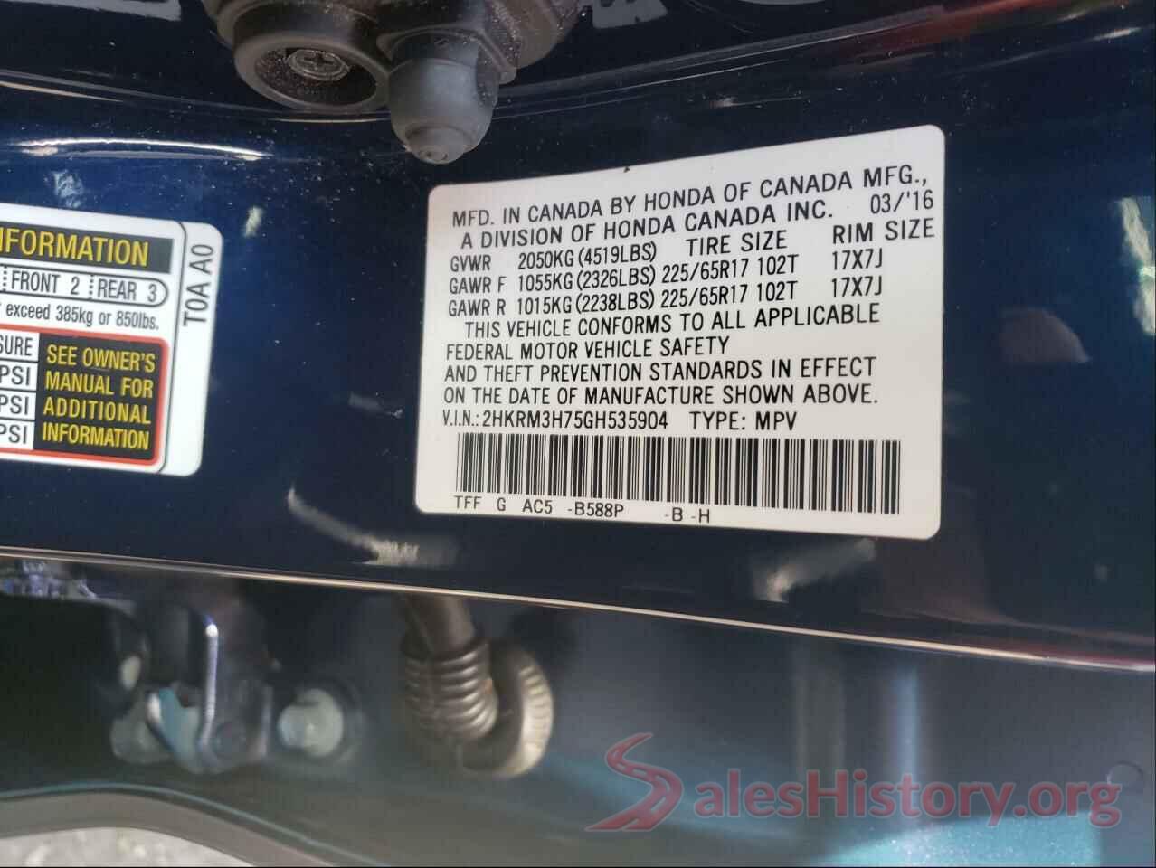 2HKRM3H75GH535904 2016 HONDA CRV