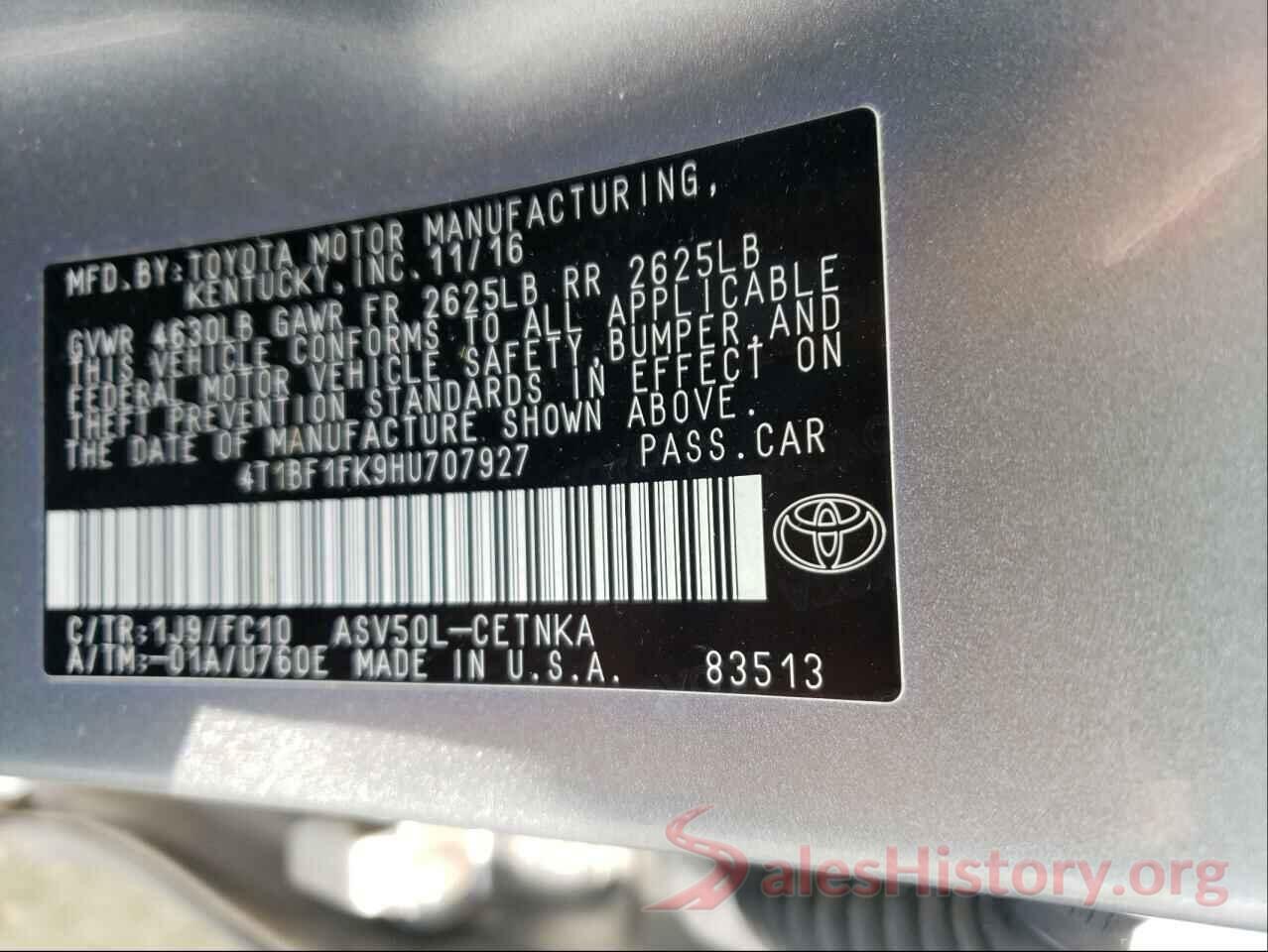 4T1BF1FK9HU707927 2017 TOYOTA CAMRY