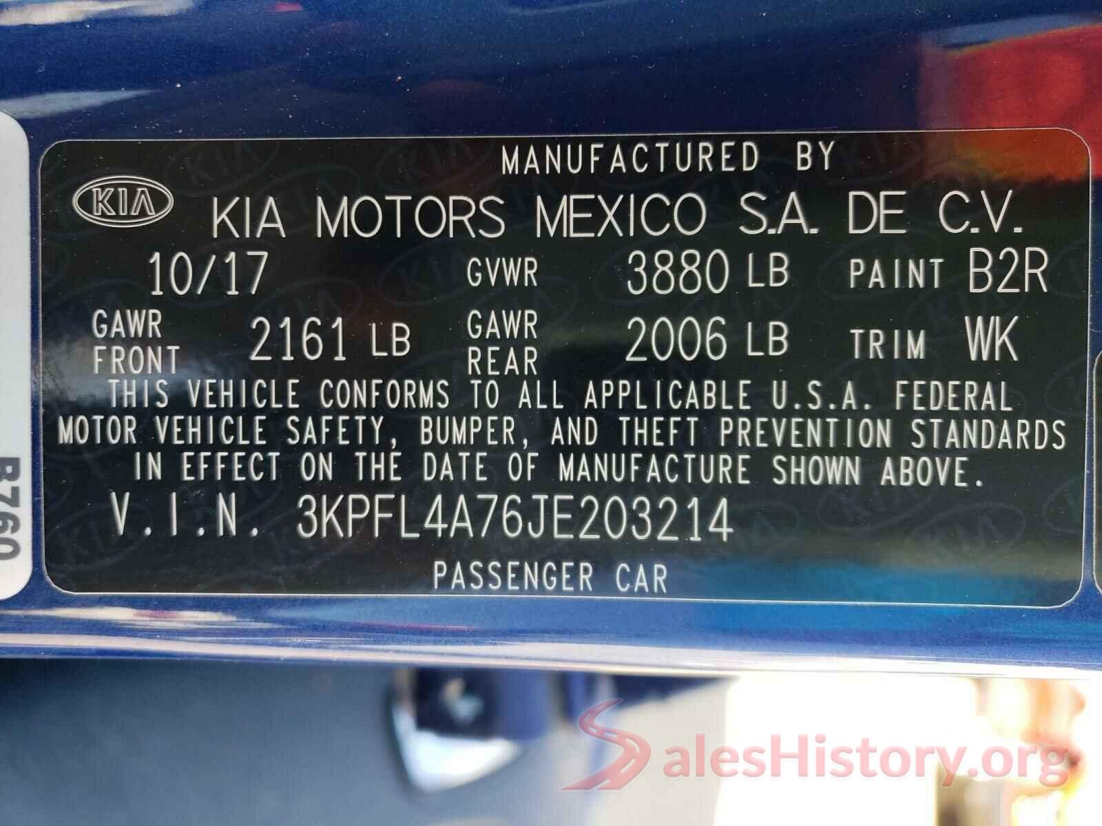 3KPFL4A76JE203214 2018 KIA FORTE