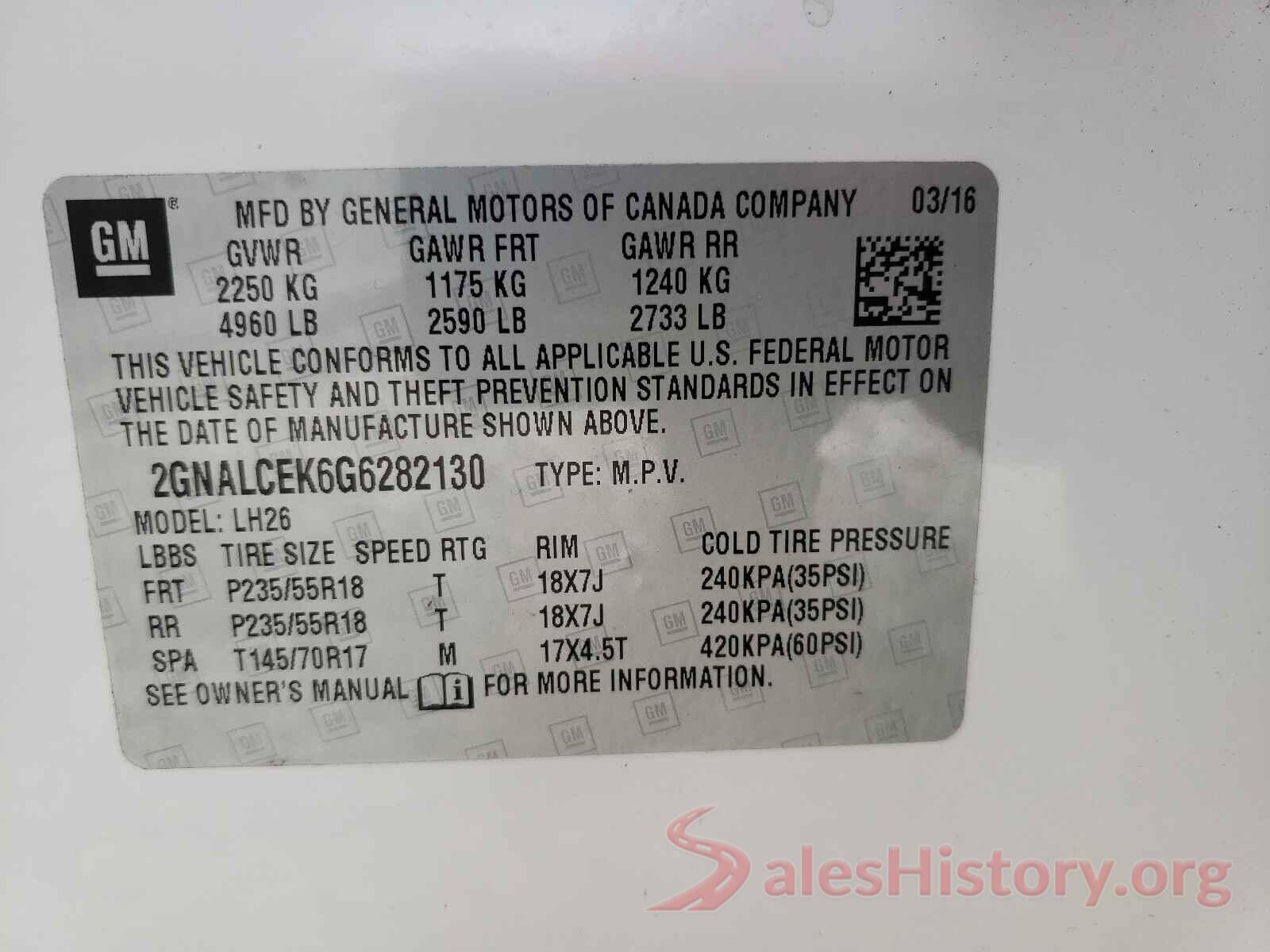 2GNALCEK6G6282130 2016 CHEVROLET EQUINOX