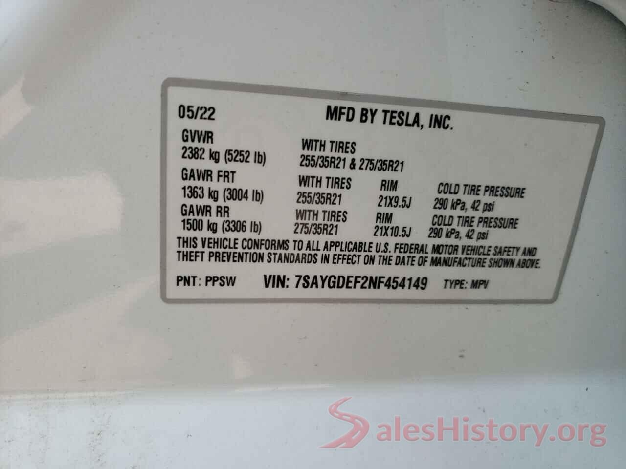 7SAYGDEF2NF454149 2022 TESLA MODEL Y