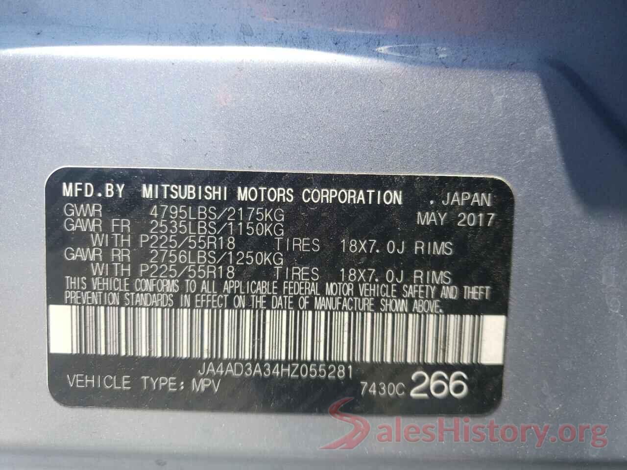 JA4AD3A34HZ055281 2017 MITSUBISHI OUTLANDER