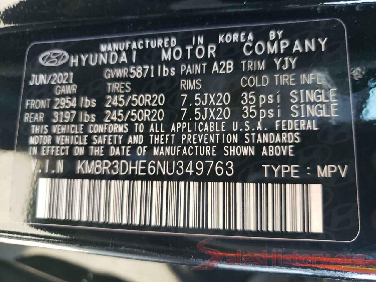 KM8R3DHE6NU349763 2022 HYUNDAI PALISADE