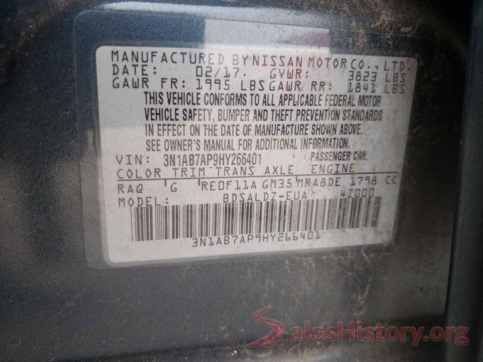 3N1AB7AP9HY266401 2017 NISSAN SENTRA