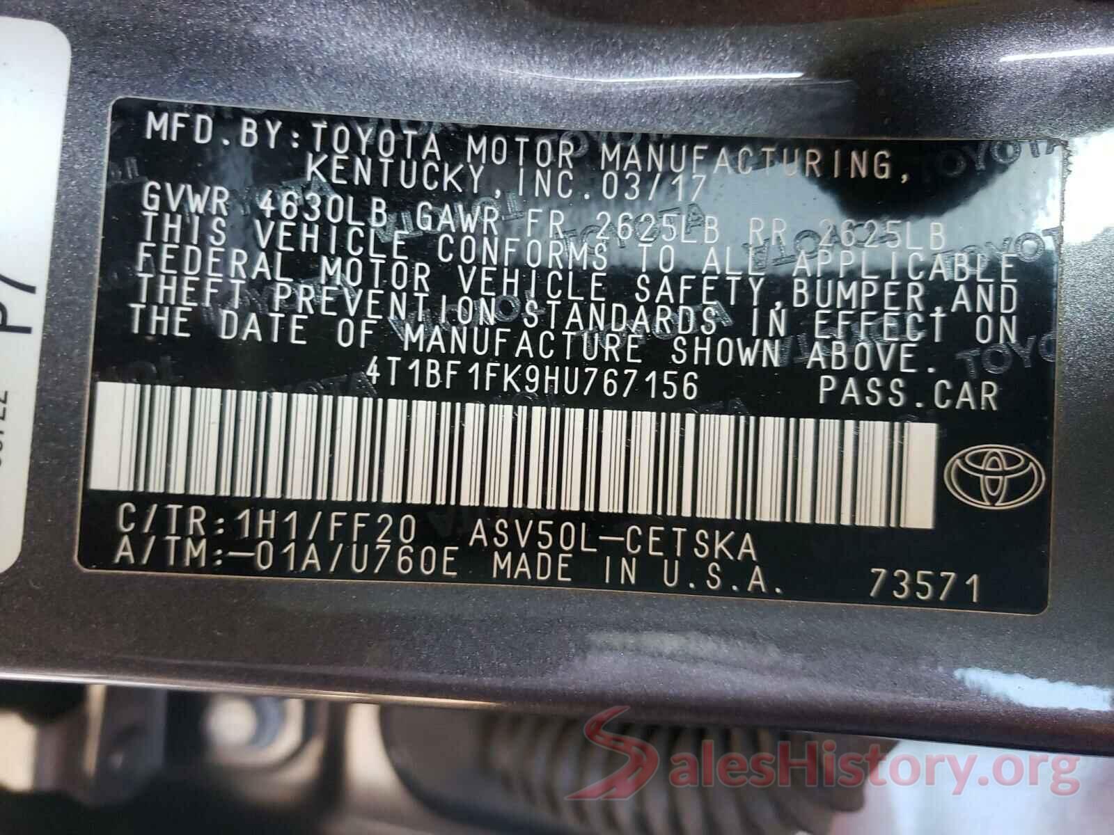 4T1BF1FK9HU767156 2017 TOYOTA CAMRY