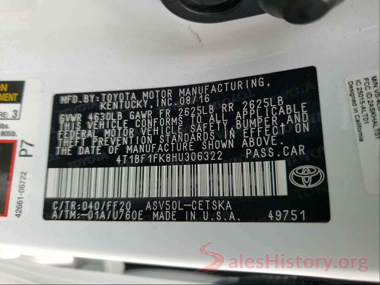 4T1BF1FK8HU306322 2017 TOYOTA CAMRY