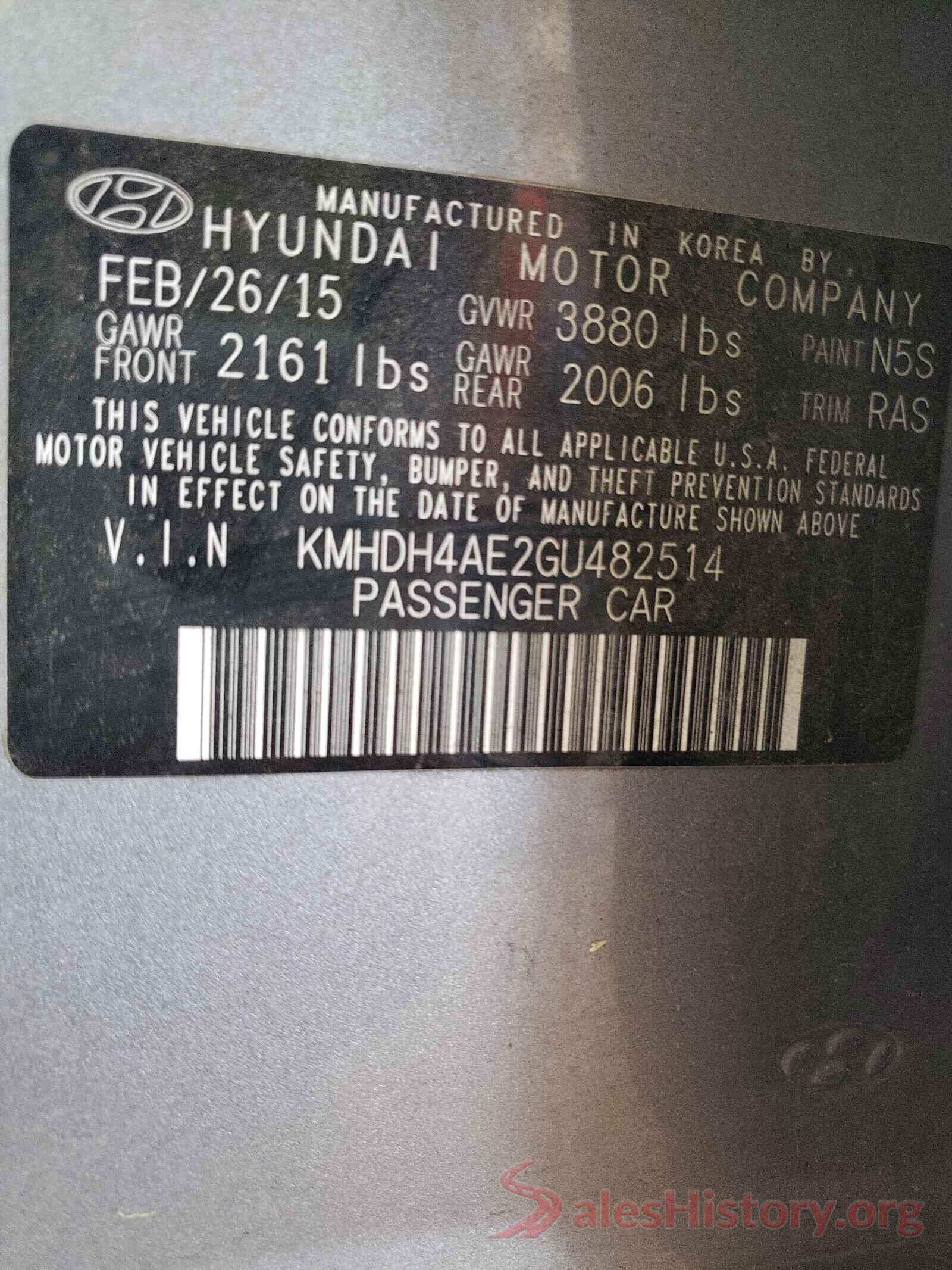 KMHDH4AE2GU482514 2016 HYUNDAI ELANTRA