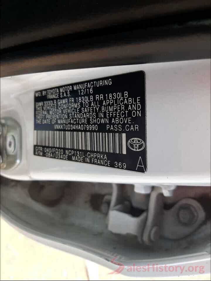 VNKKTUD34HA079990 2017 TOYOTA YARIS