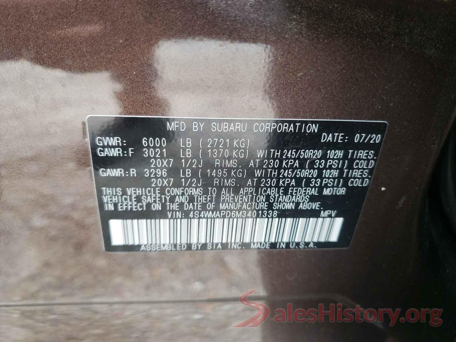 4S4WMAPD6M3401338 2021 SUBARU ASCENT