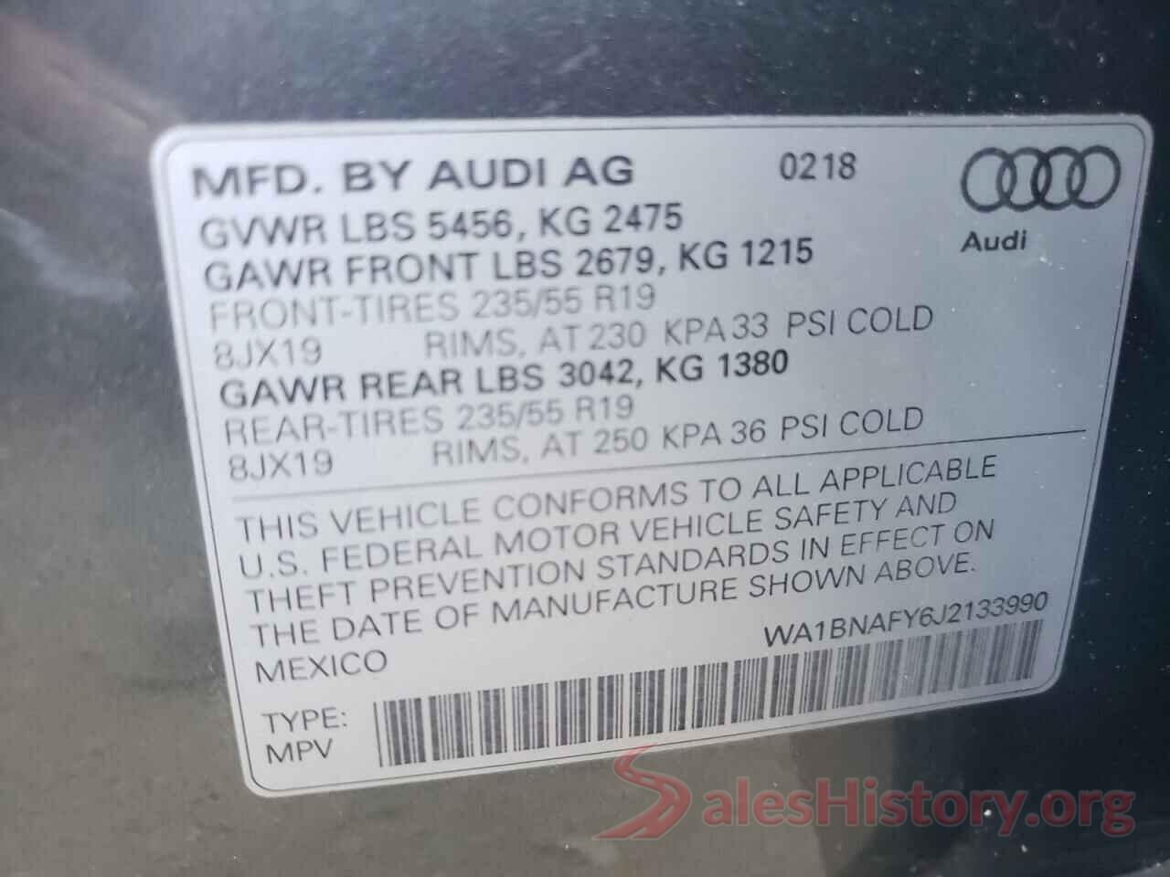 WA1BNAFY6J2133990 2018 AUDI Q5