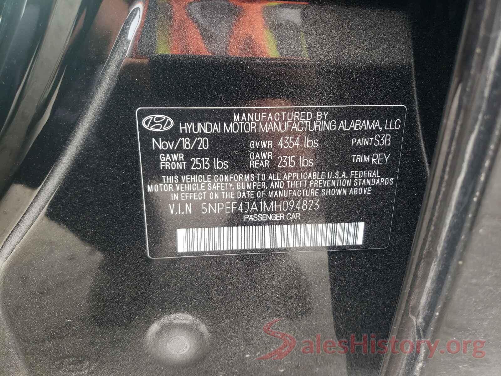 5NPEF4JA1MH094823 2021 HYUNDAI SONATA