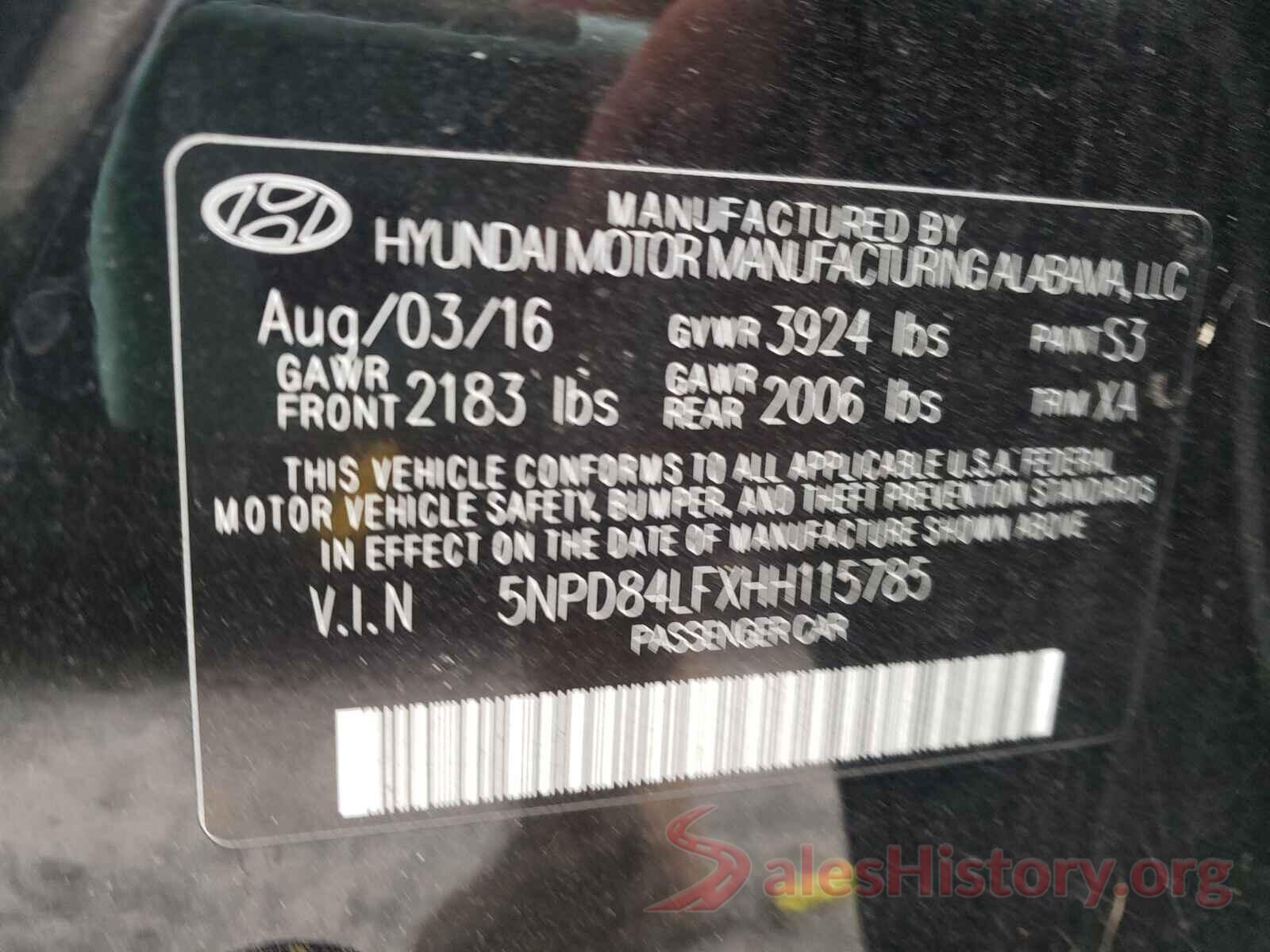 5NPD84LFXHH115785 2017 HYUNDAI ELANTRA