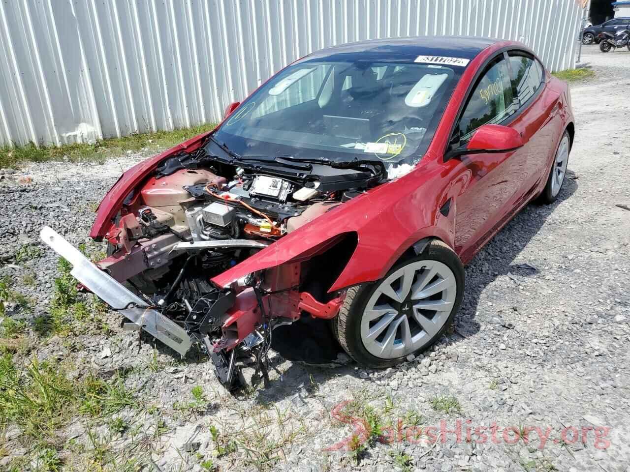 5YJ3E1EB4NF187007 2022 TESLA MODEL 3