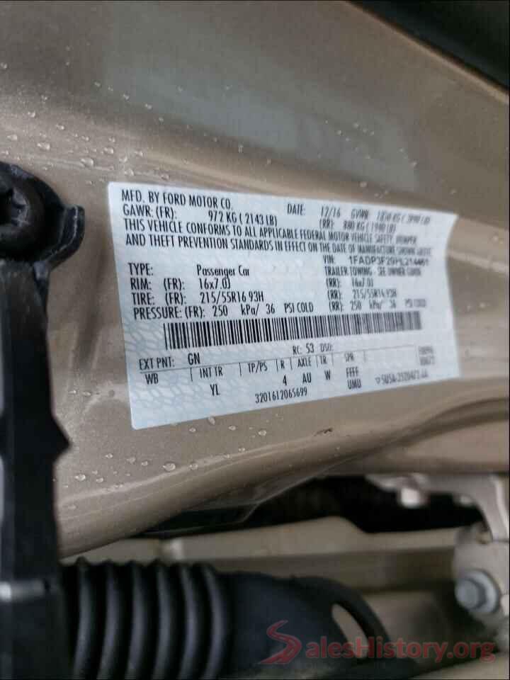 1FADP3F29HL214461 2017 FORD FOCUS