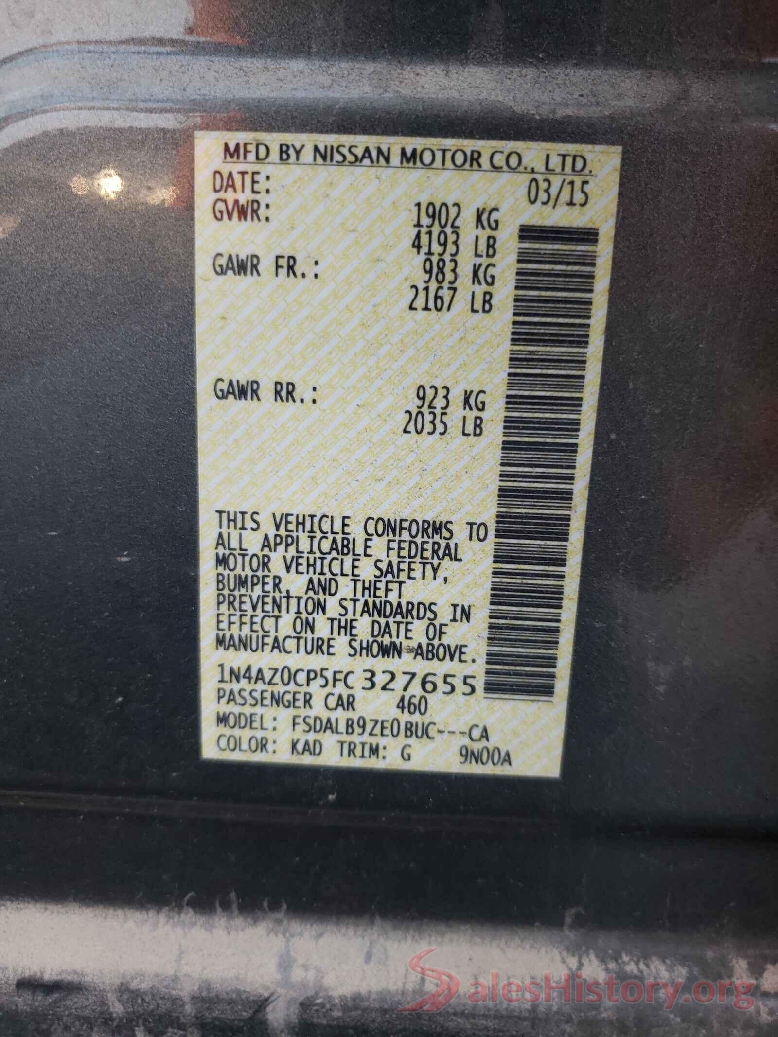 1N4AZ0CP5FC327655 2015 NISSAN LEAF